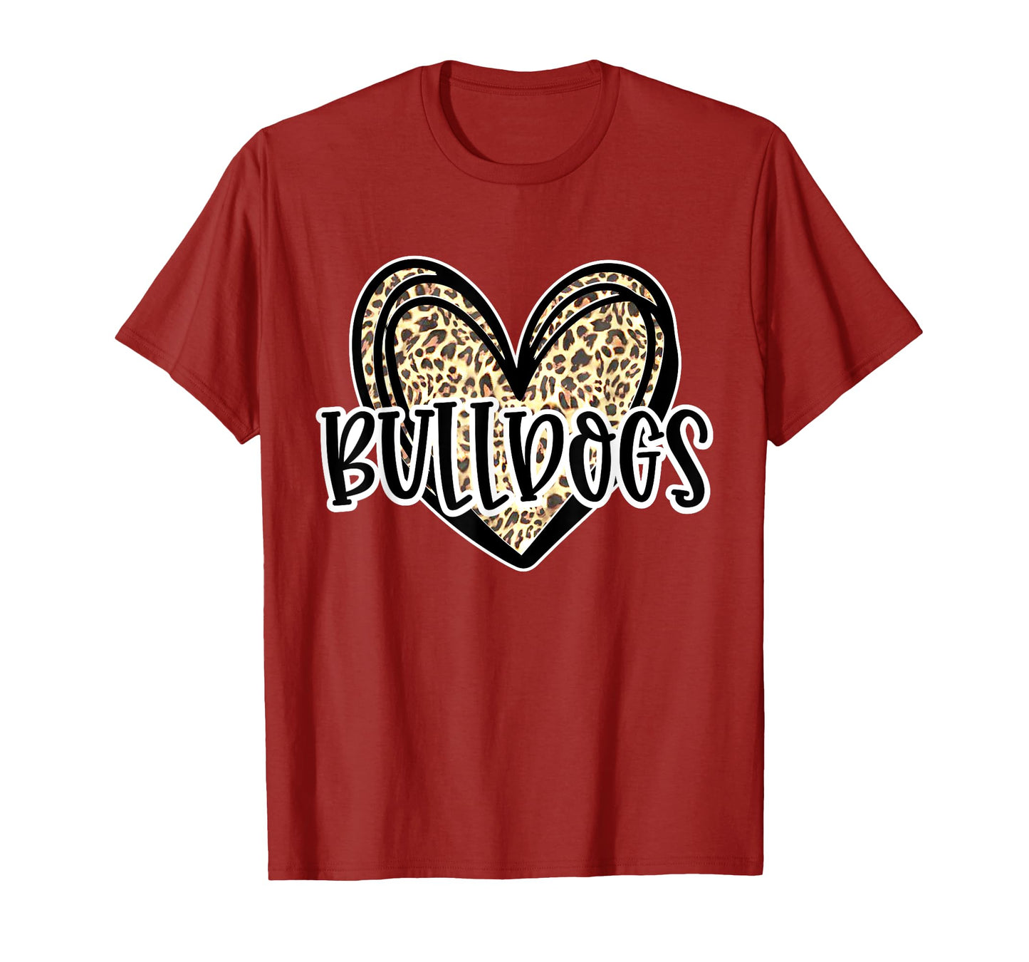 Bulldogs Mascot Leopard Cheetah Heart Fall Football Sport T-Shirt