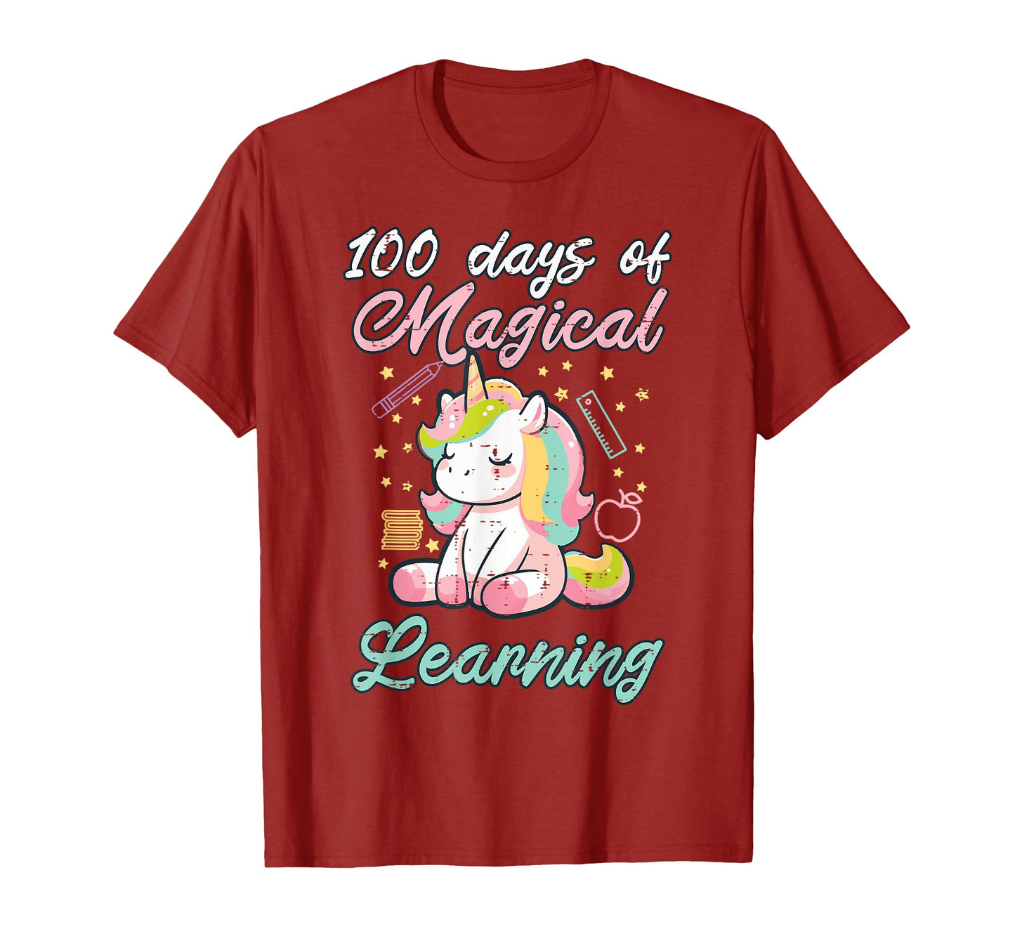 100 Days Magical Learning Unicorn 100th Day Girls Kids Women T-Shirt