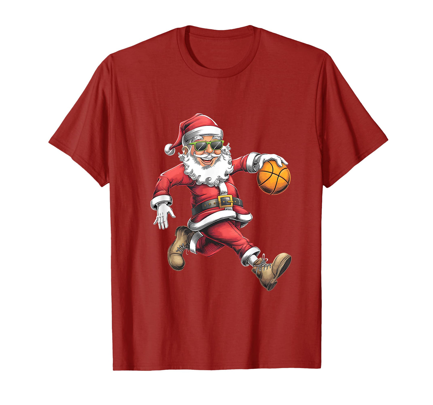 Christmas Santa Claus Dunking A Basketball Boys Kids Xmas T-Shirt