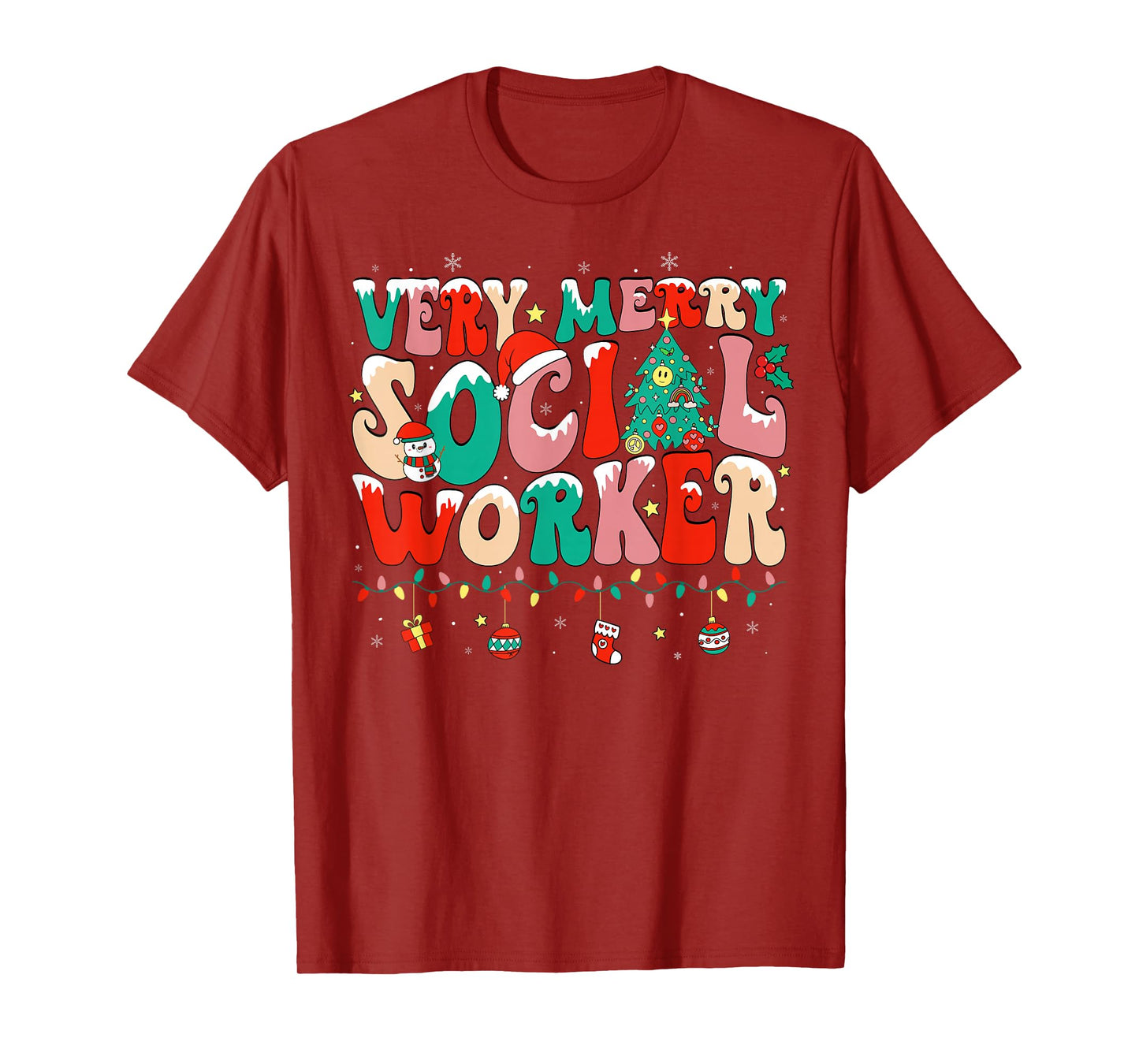 Very Merry Social Worker Xmas Cool Christmas Social Worker T-Shirt