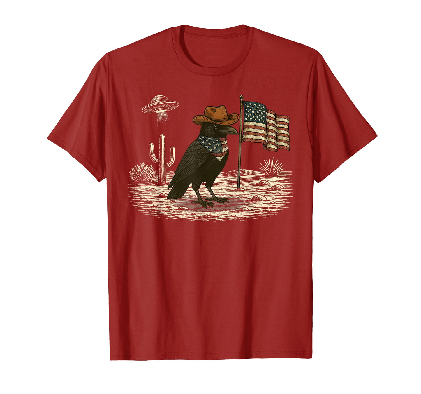 Crow 4th of July US American Flag Patriotic T-Shirt