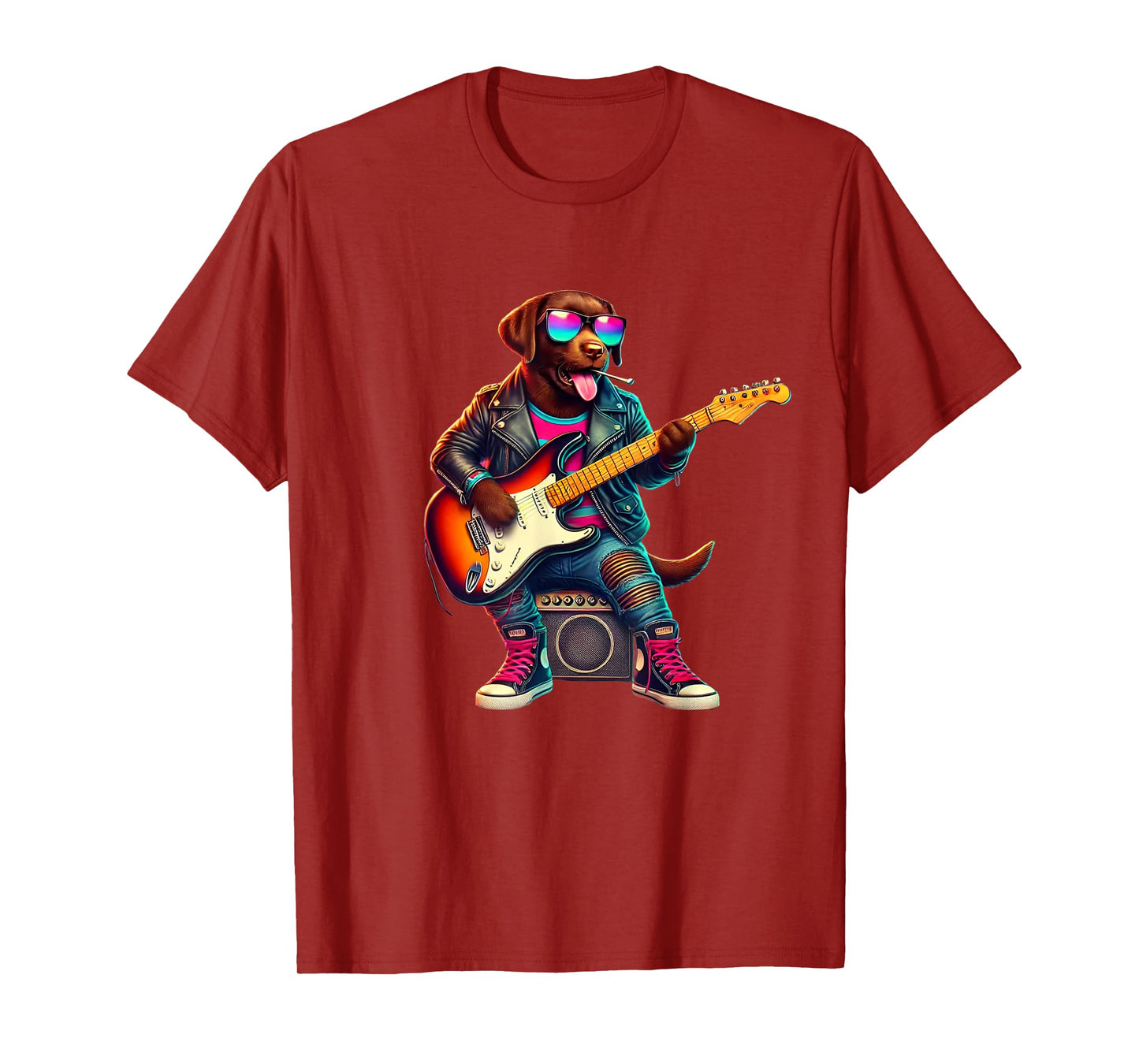Chocolate Lab Electric Guitar Funny Dog Rock Band Musician T-Shirt for Men Women Kids