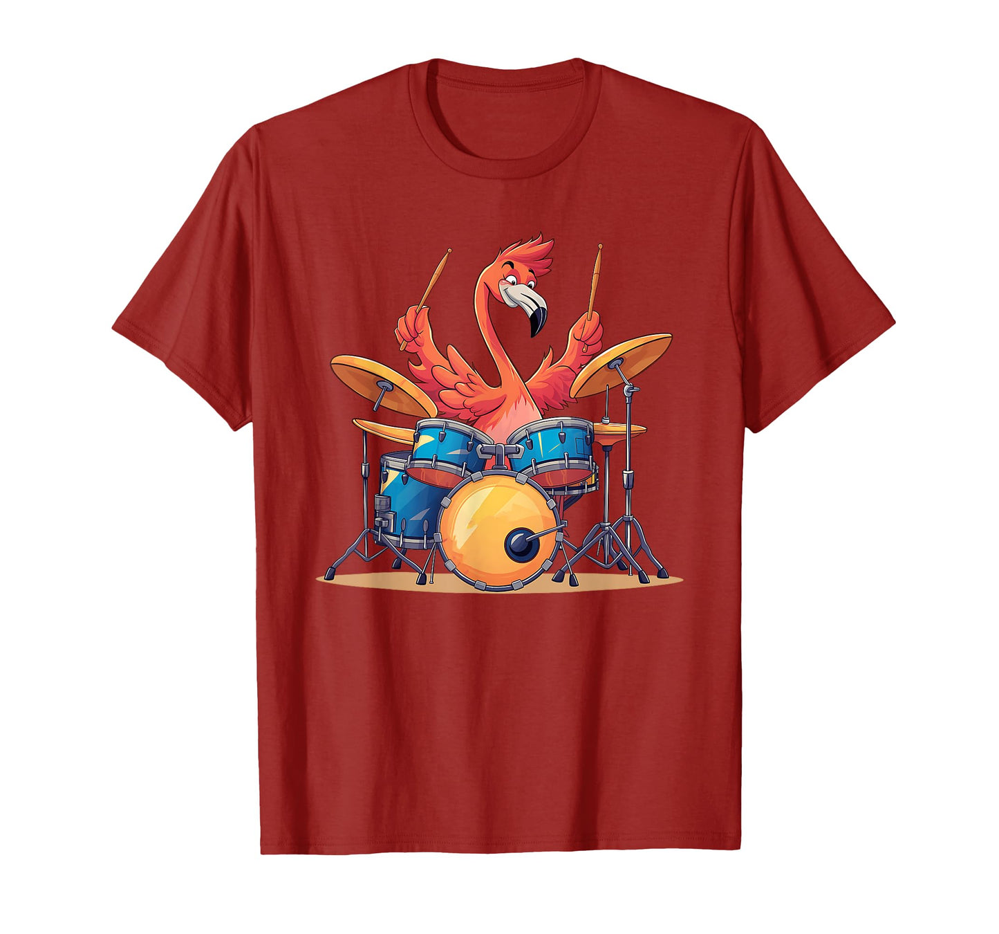 Cute Flamingo Playing Drums Flamingos Drummer Music T-Shirt