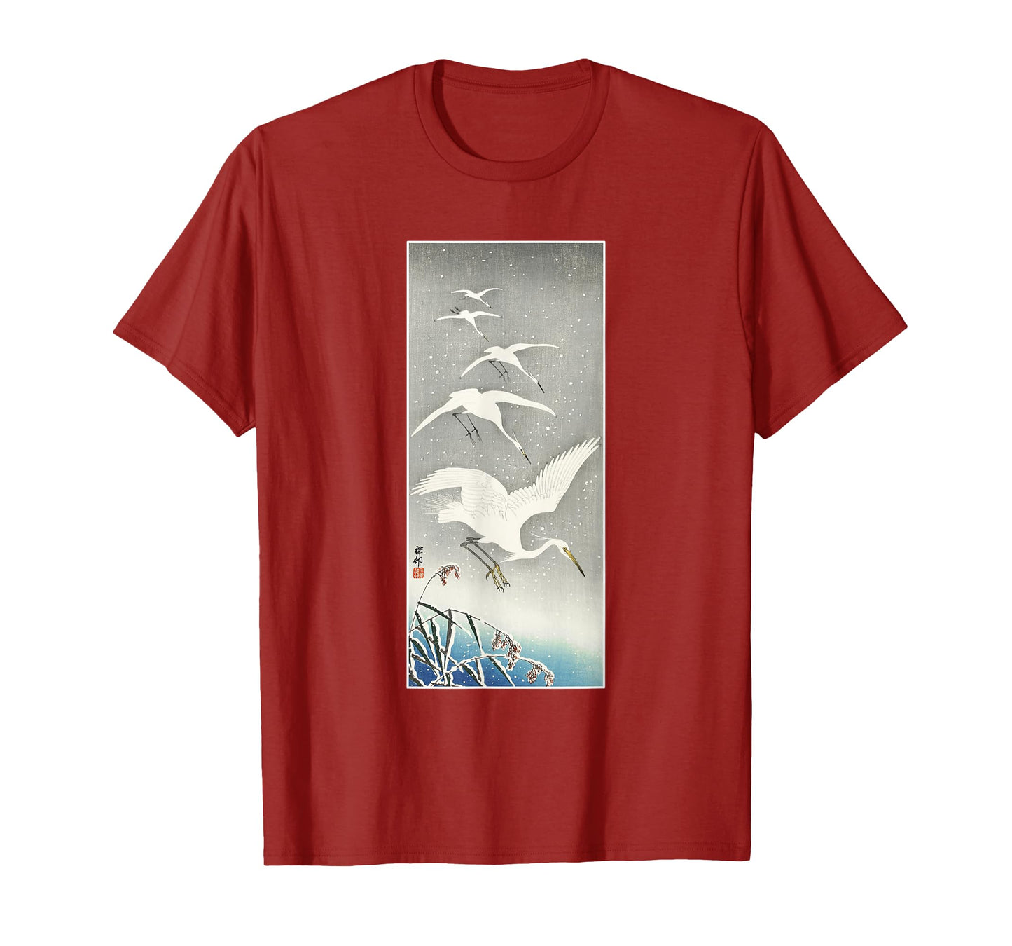 Japanese Crane Egret Bird Vintage Japan Art Birdwatching T-Shirt