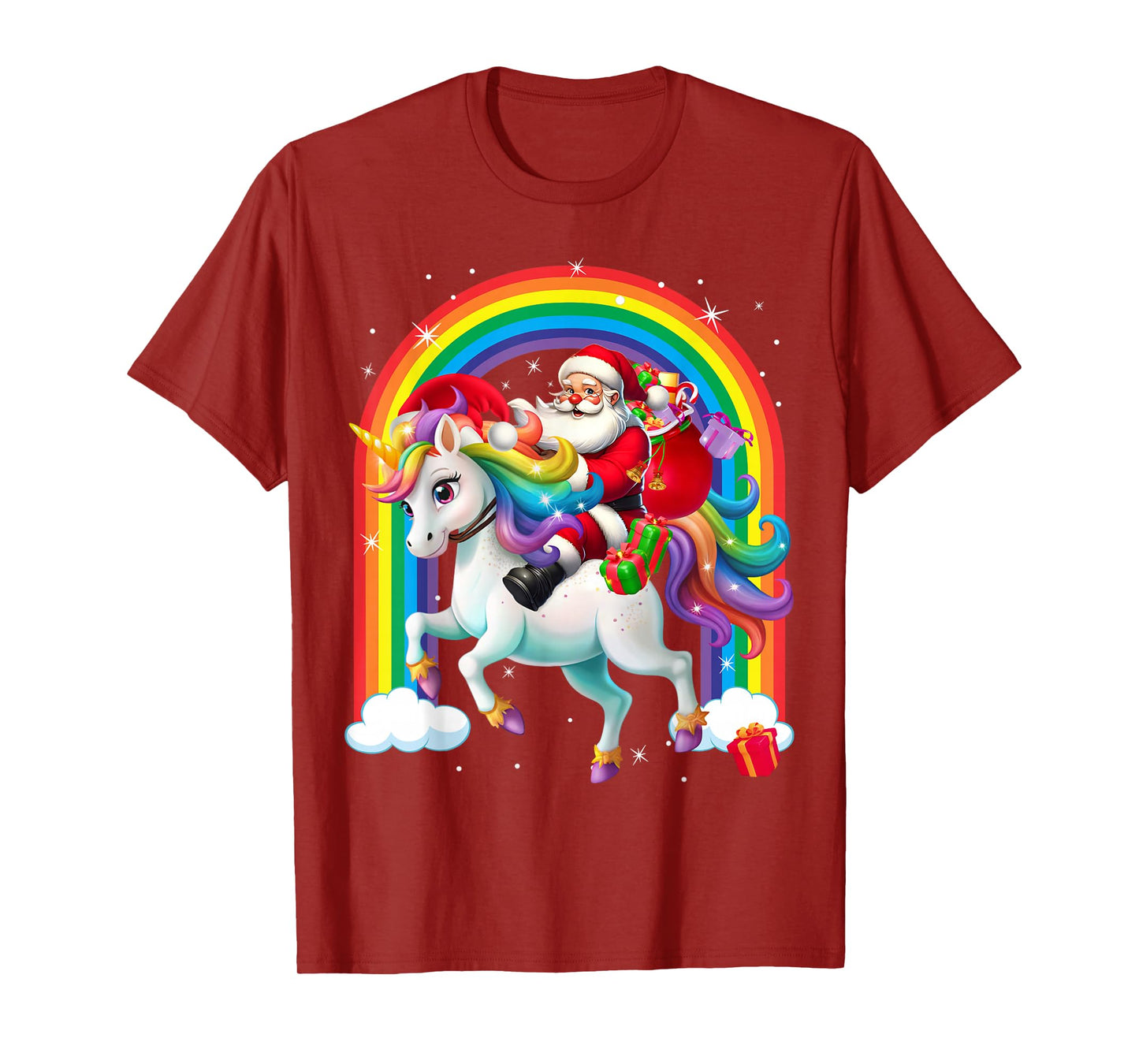 Merry Christmas 2025 Santa Riding Unicorn Xmas Girls Women T-Shirt