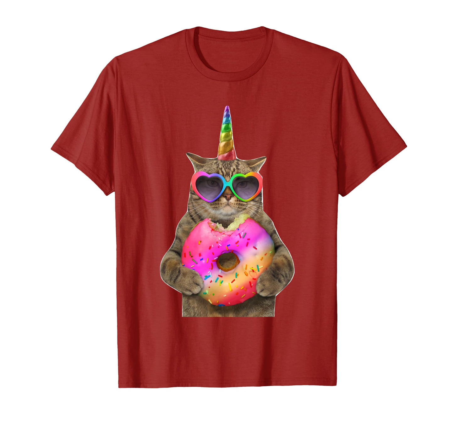 Humor cat with donut, Funny cat bites donut T-Shirt for Men Women Kids