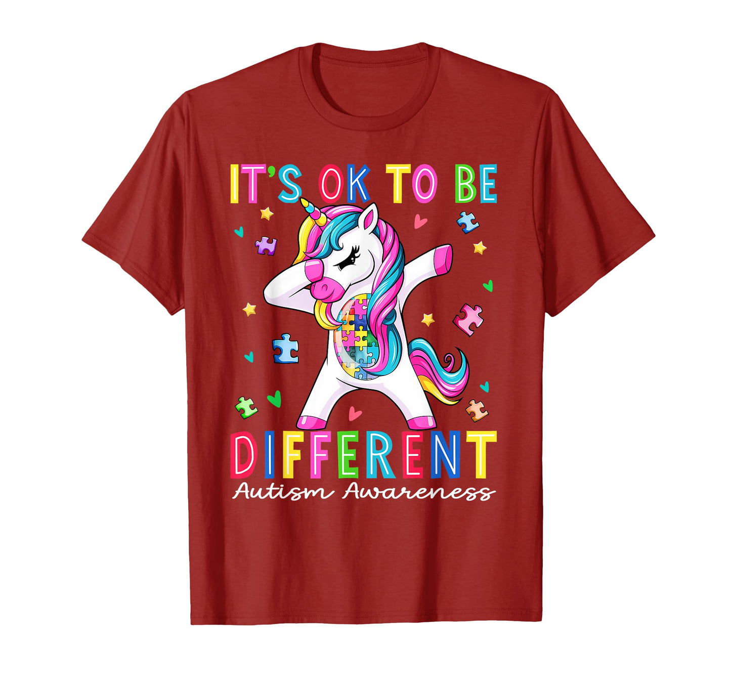 Cute Unicorn It is Ok To Be Different Autism Awareness Girls T-Shirt