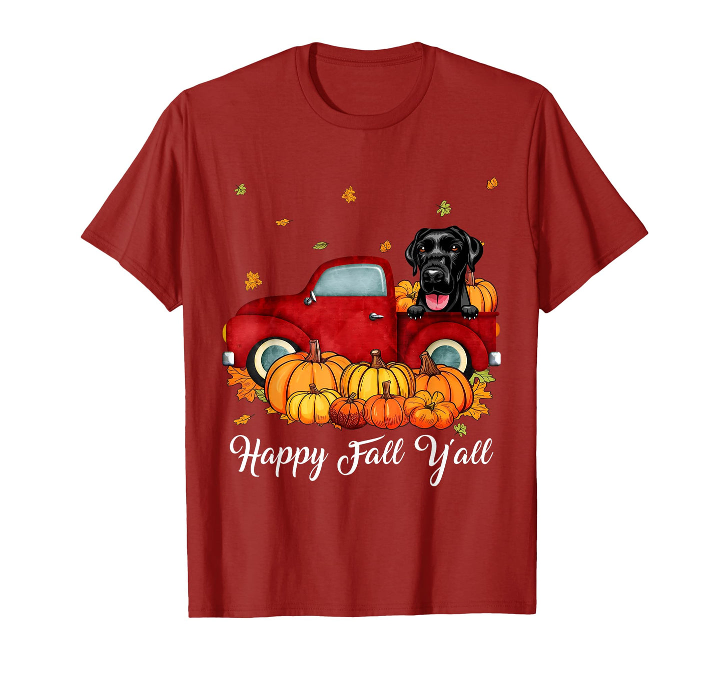 Happy Fall Y'all Labrador Retriever Dog Truck Pumpkin Autumn T-Shirt