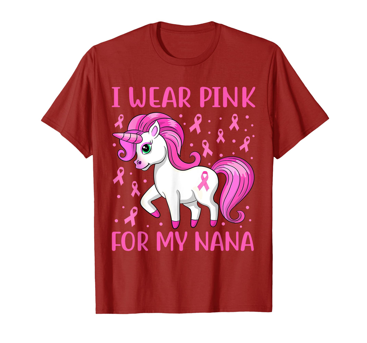 Unicorn Pink Ribbon I Wear Pink For My Nana Breast Cancer T-Shirt
