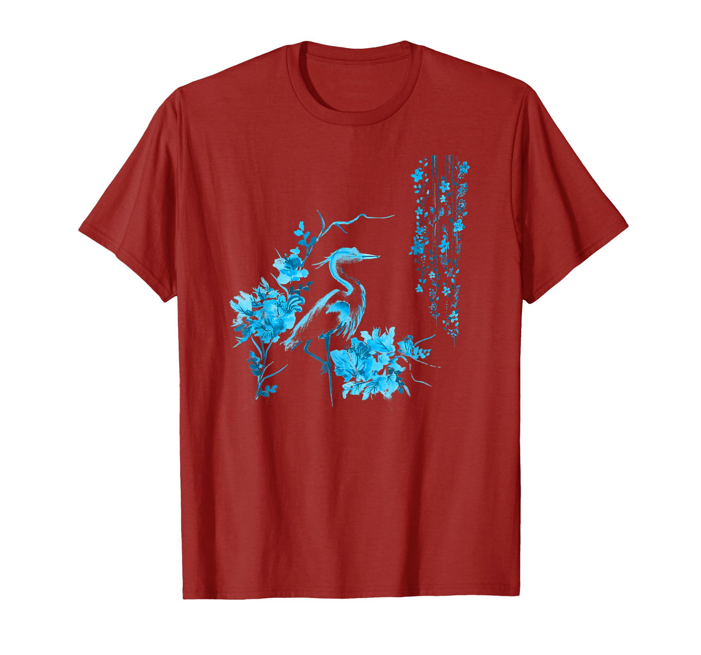 Japanese Art Crane Bird Fresh Garden Stylish Design T-Shirt