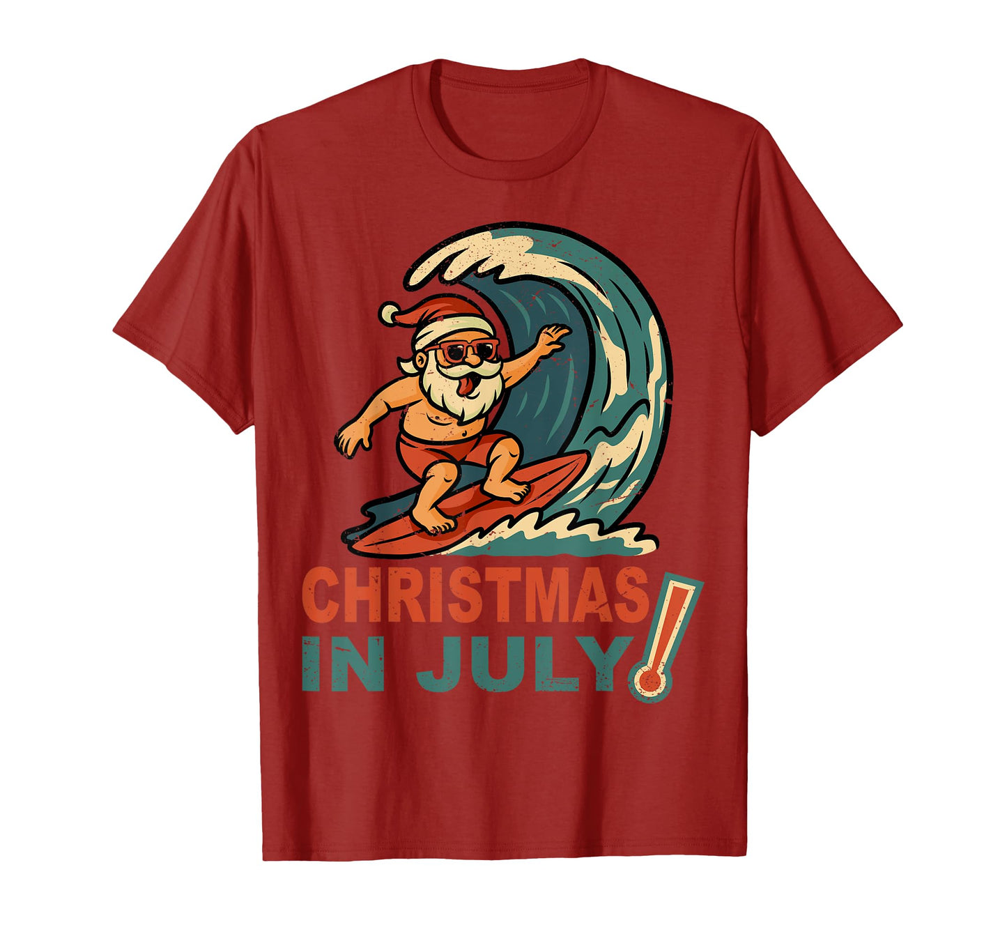 Christmas In July Santa Surfing Summer Hawaiian Christmas T-Shirt