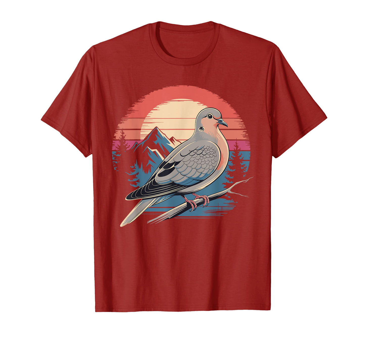 Mourning Dove Bird Lover Vintage Retro Sunset Bird Watching T-Shirt