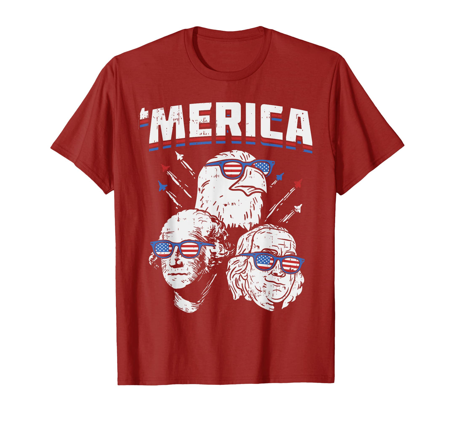Merica Washington Franklin Eagle 4th Of July USA Patriot T-Shirt for Women Kids Men