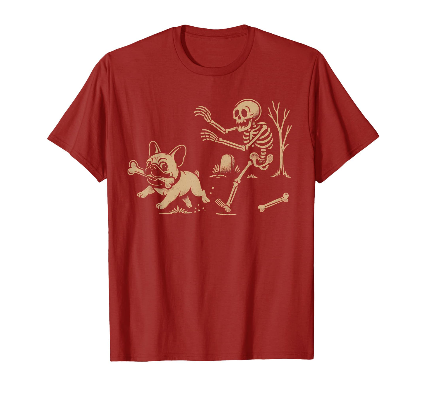 French Bulldog Halloween Frenchie Skeleton Chase Spooky T-Shirt