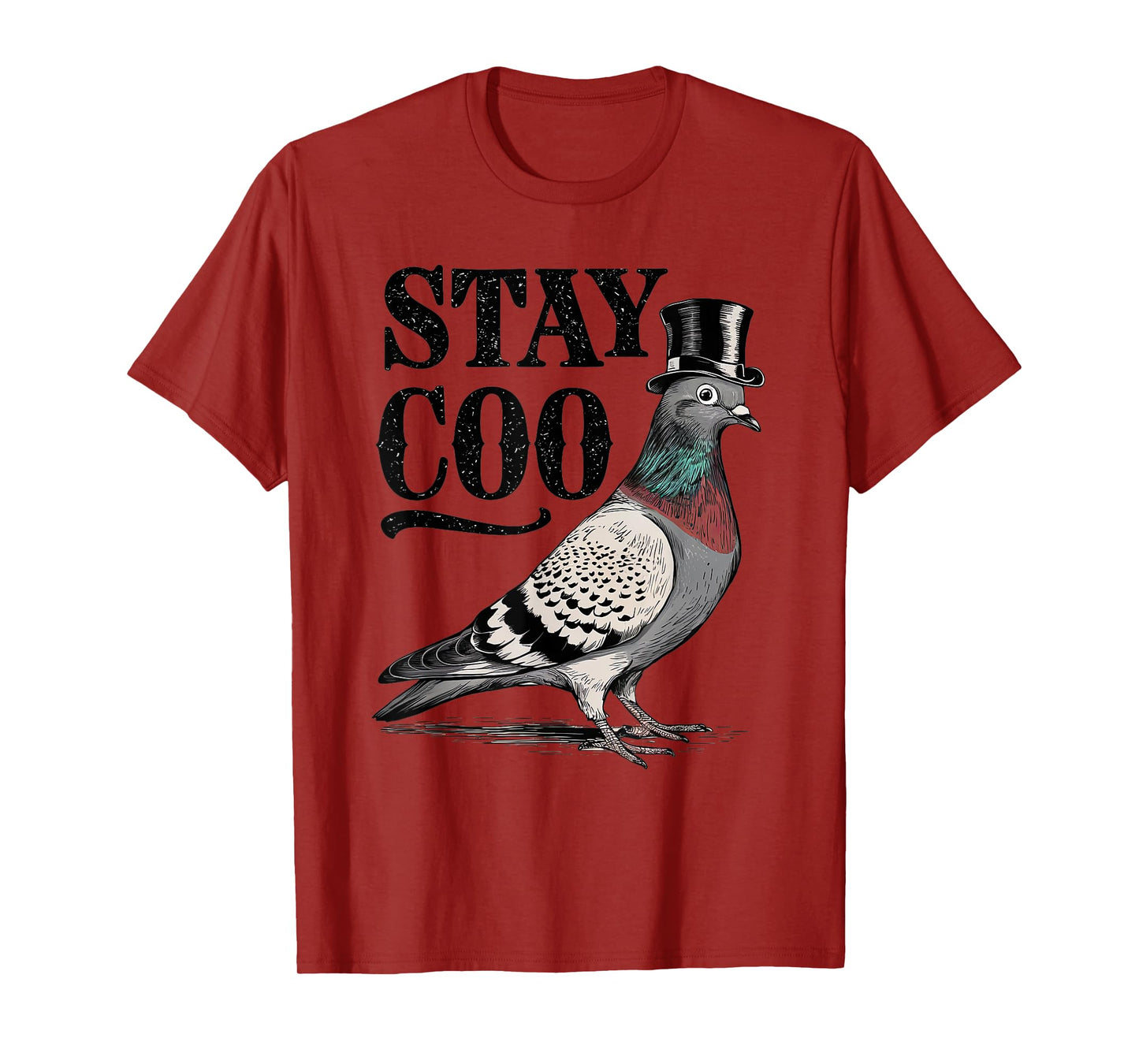 Stay Coo Funny Pigeon Top Hat Retro Design T-Shirt