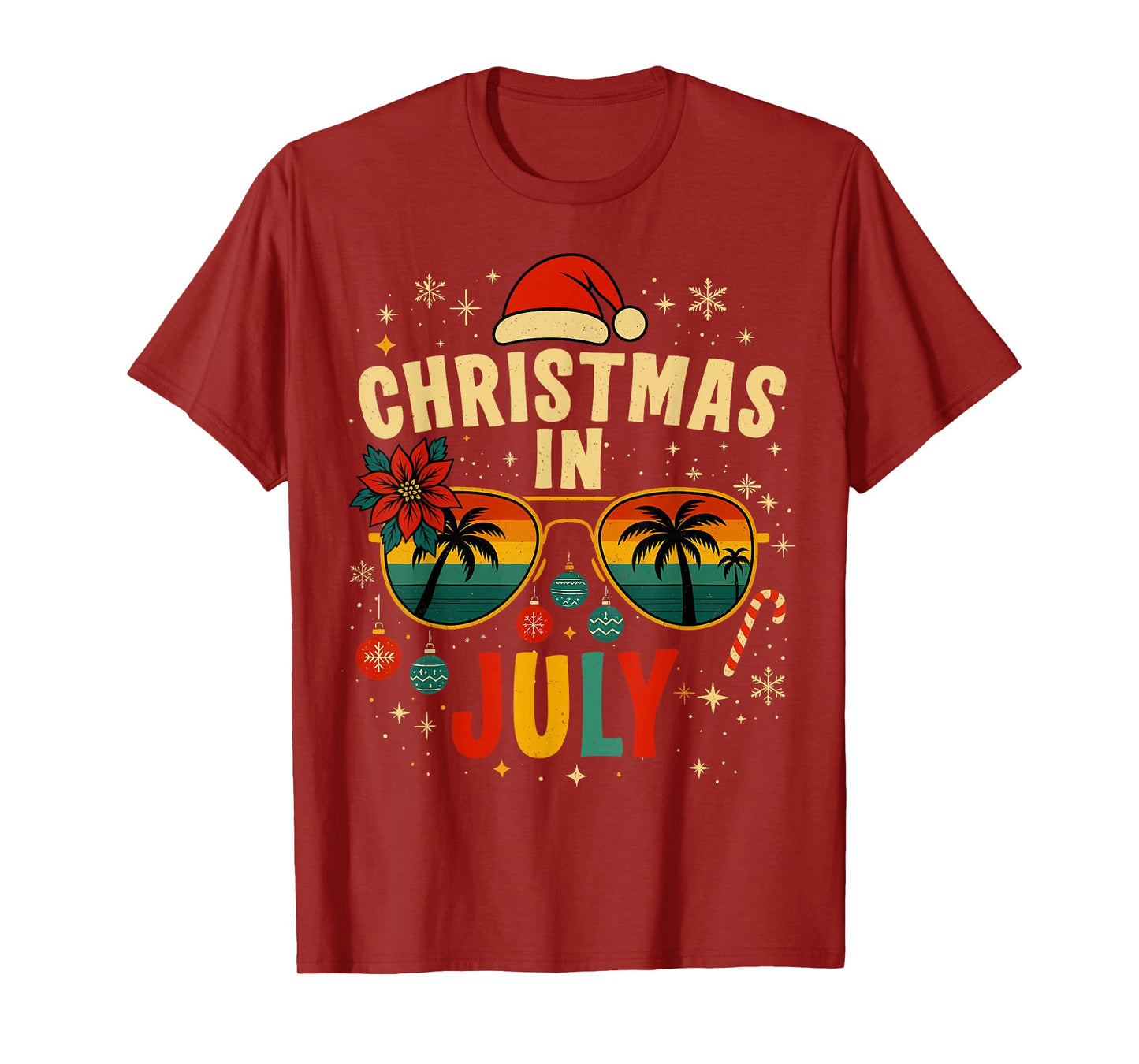 Christmas In July Sunglasses Beach Santa Hat Men Women Kid T-Shirt