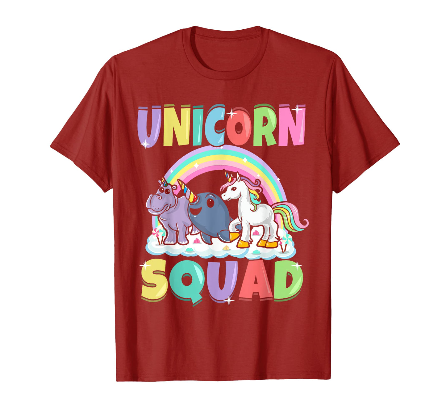 Unicorn Squad Rhino Narwhal Magical Creatures Cute Girly T-Shirt
