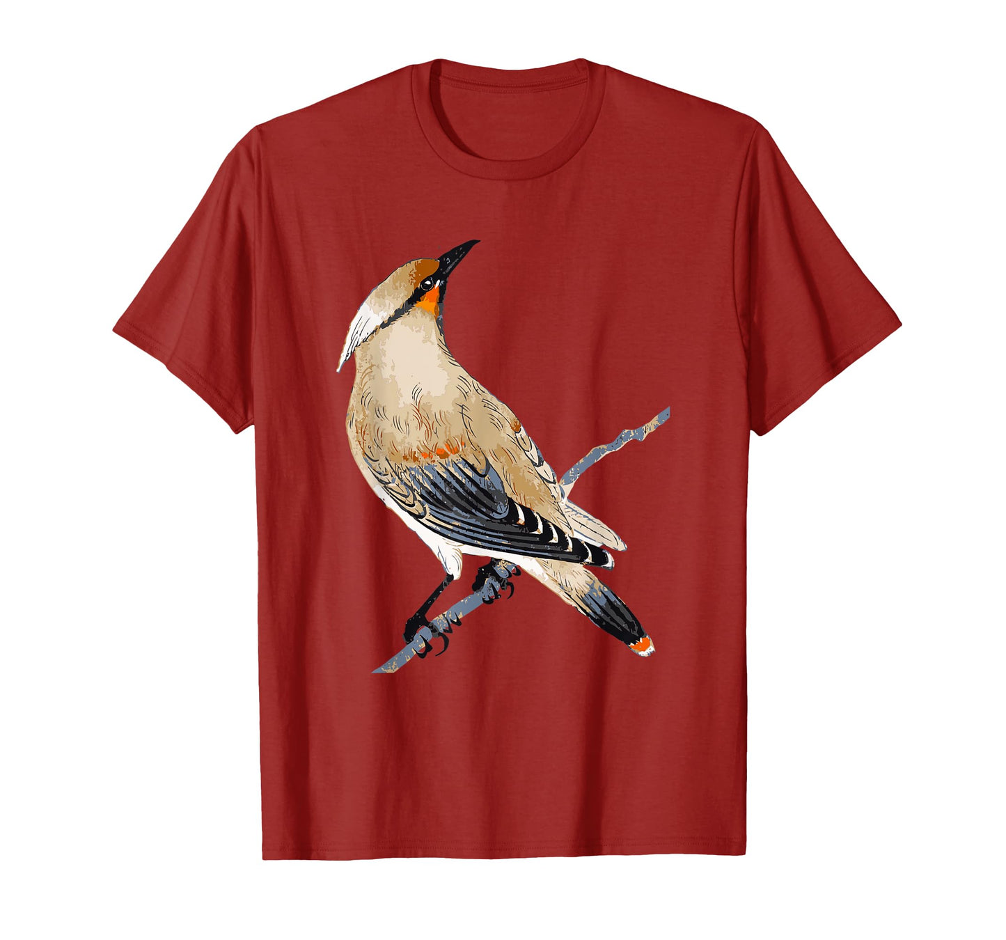 Bird Birder & Birding Apparel Company Cedar Waxwing Bird Ornithology Beautiful Songbird Unisex-Adults T-Shirt Blue Small