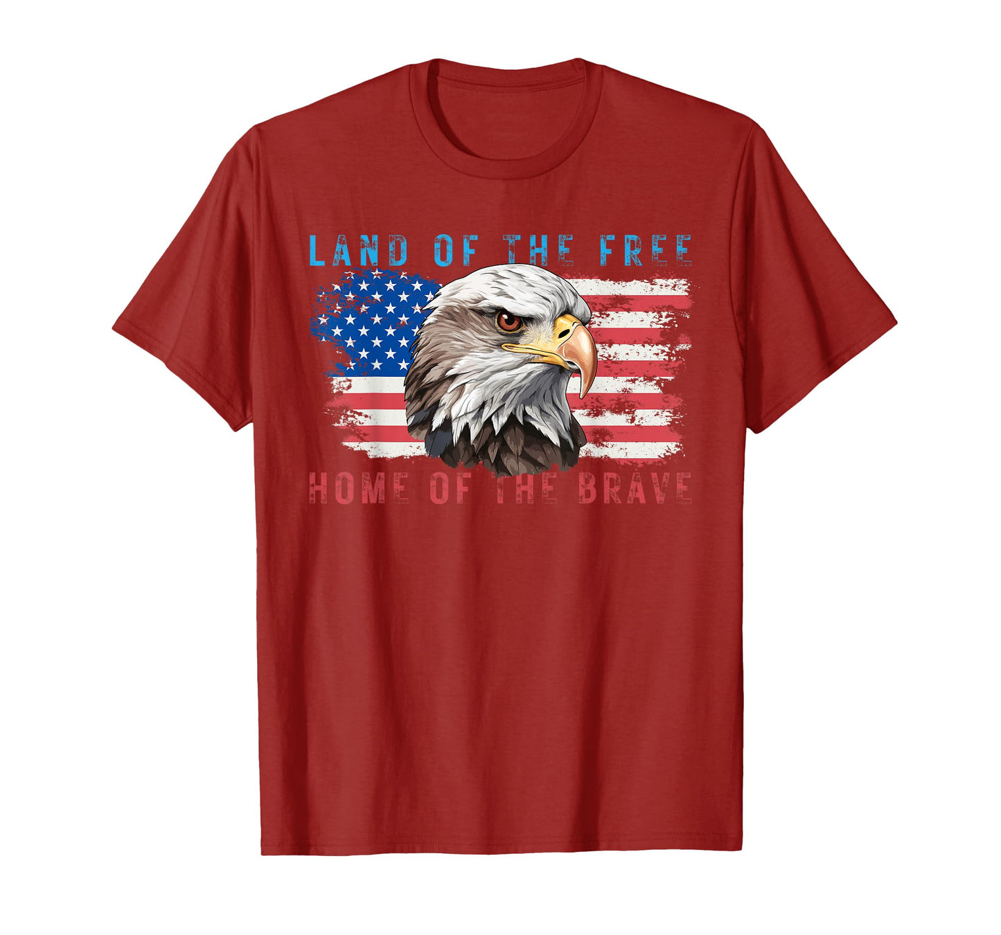 Land of the Free Home of the Brave Bald Eagle US Flag July 4 T-Shirt