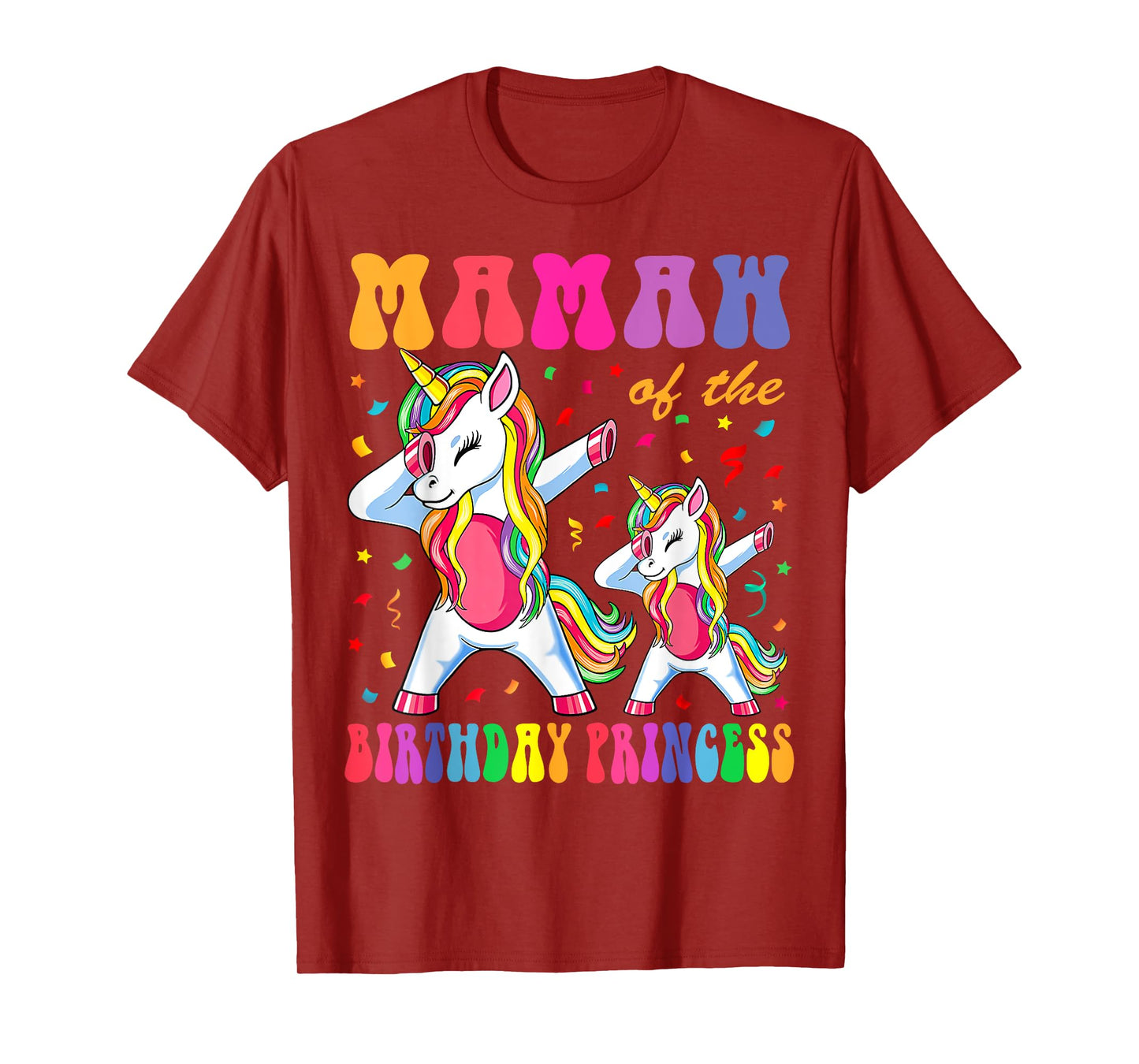 Mamaw of the Birthday Princess Girl Dabbing Unicorn Family T-Shirt