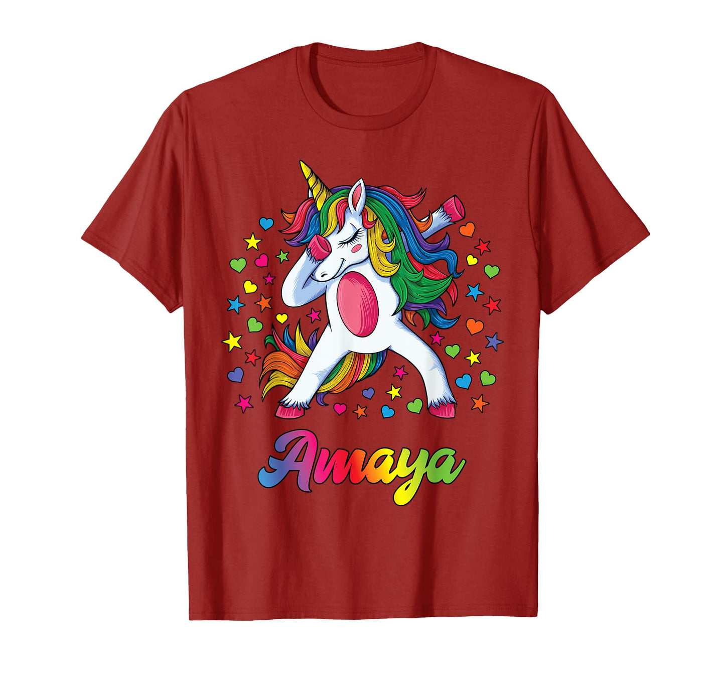 Amaya Dabbing Unicorn Rainbow Personalized Name Custom T-Shirt
