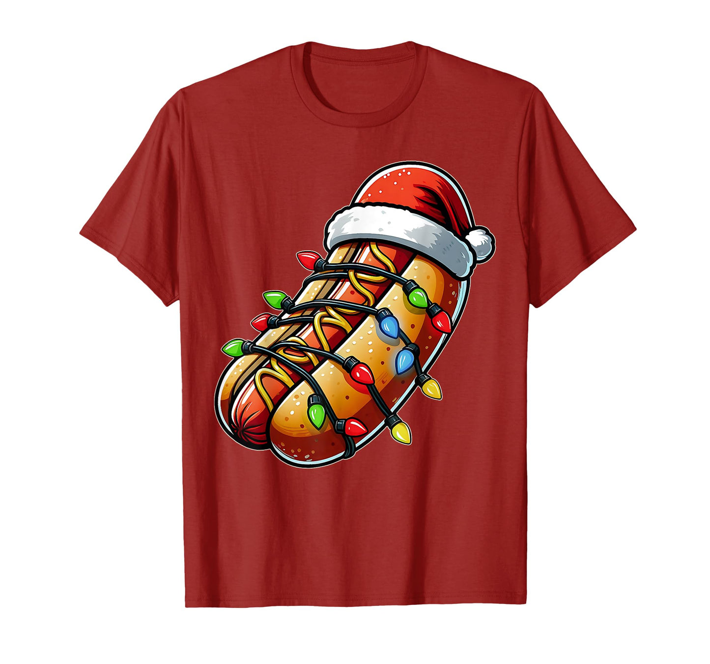 Hot Dog Christmas Hat Xmas T-Shirt