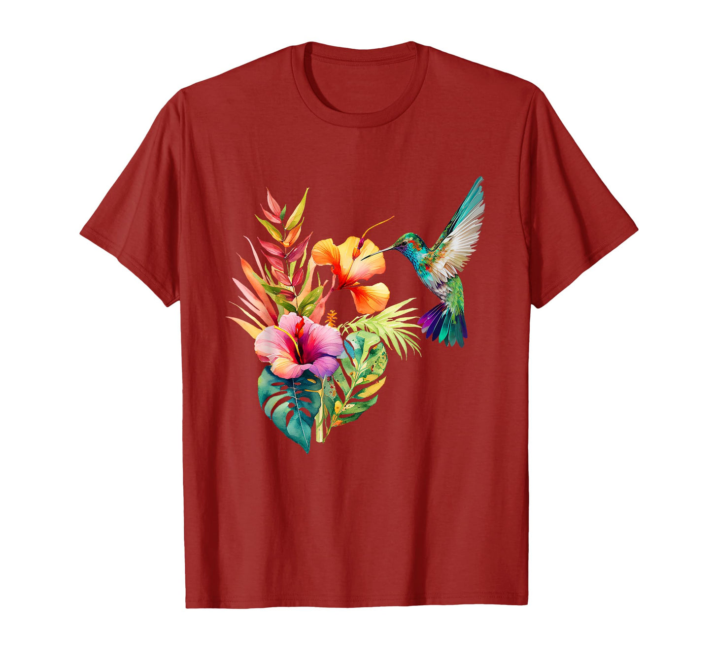 Hummingbird Backyard Birdwatching Tropical Flowers Birders T-Shirt