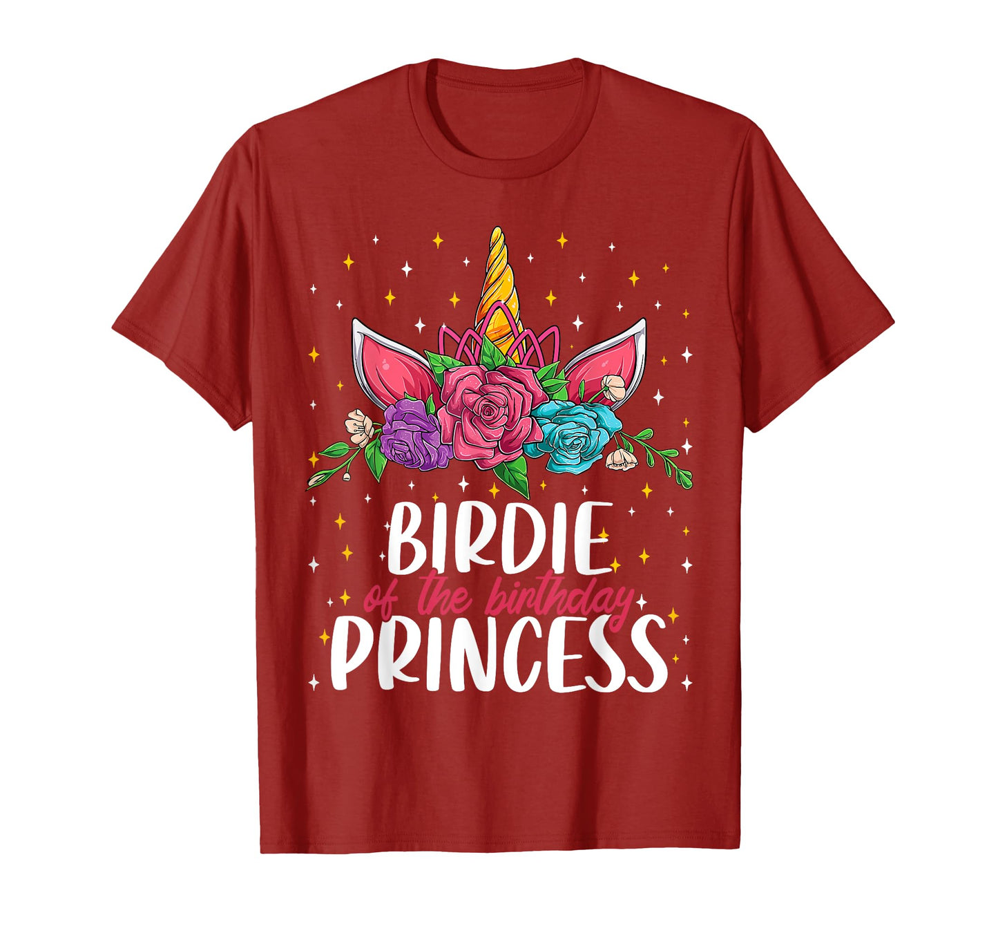 Birdie Of The Birthday Princess Girl Unicorn Bday Party T-Shirt