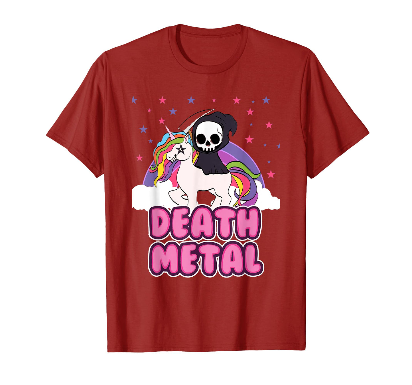 Death Metal - Unicorn Grim Reaper Rainbow Heavy Metal T-Shirt
