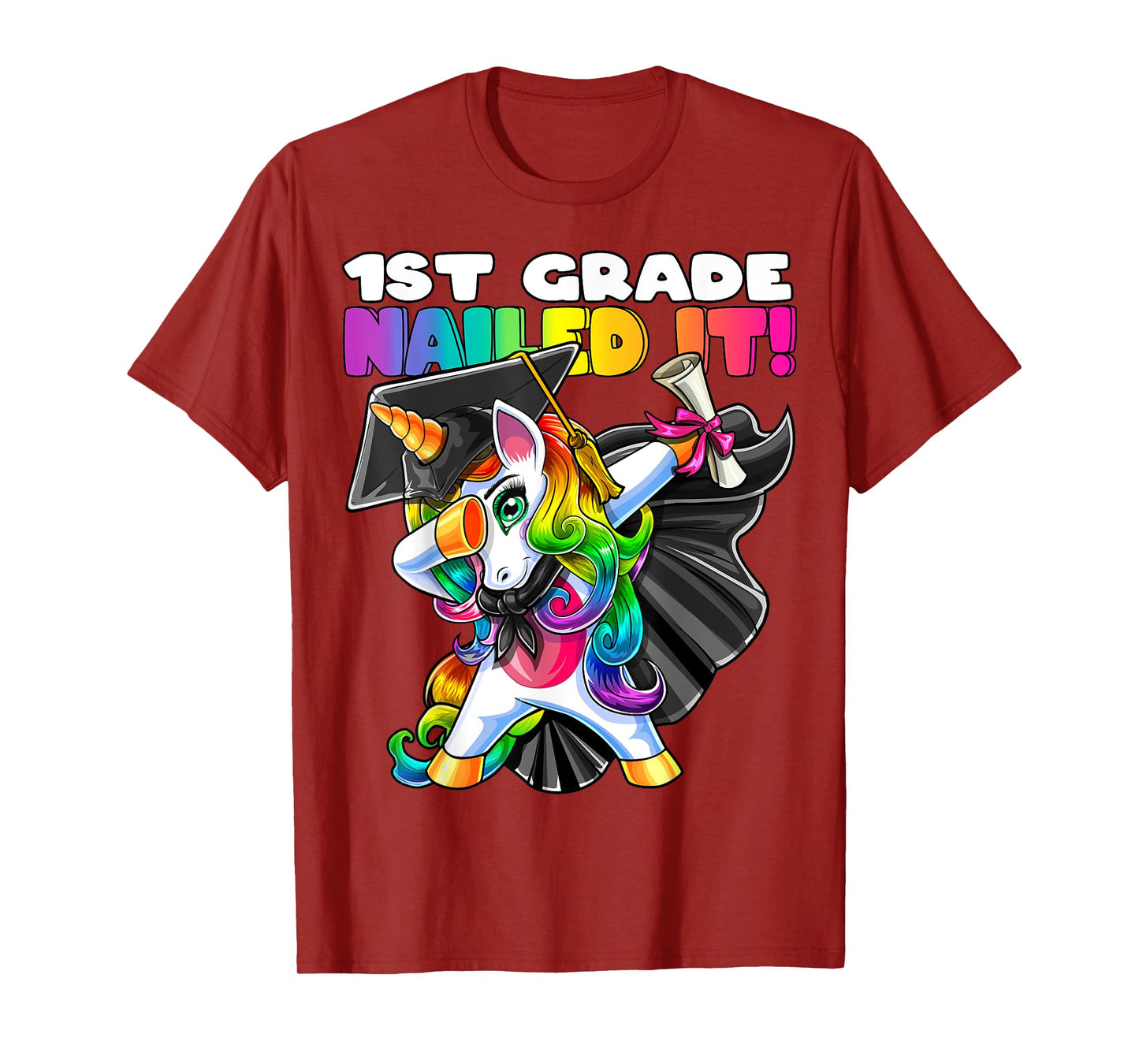 Dabbing Unicorn 1st Grade Graduation Cap Gown Gift Girls T-Shirt