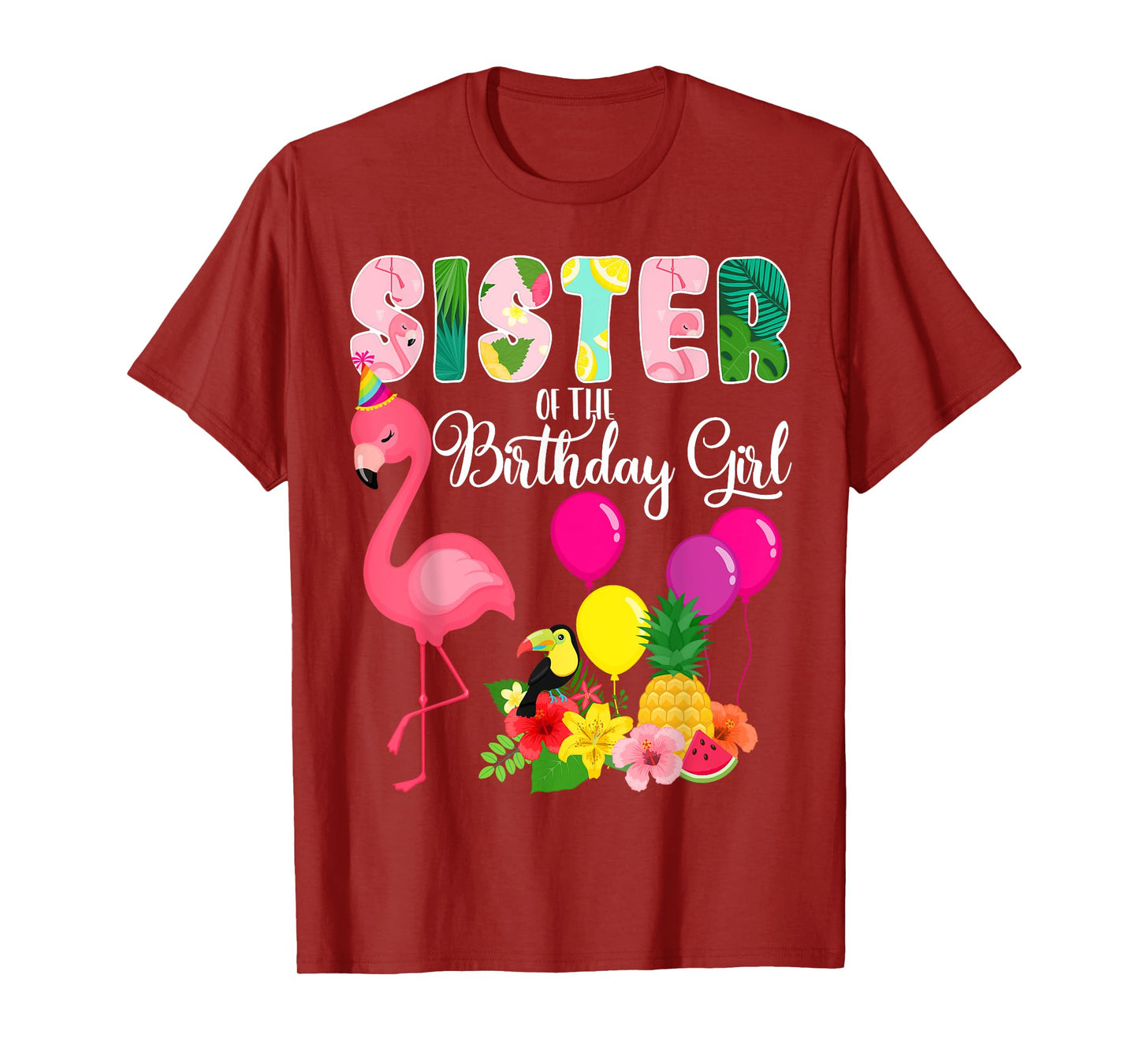 Flamingo Birthday Sister of the Birthday Girl Flamingo Bday T-Shirt