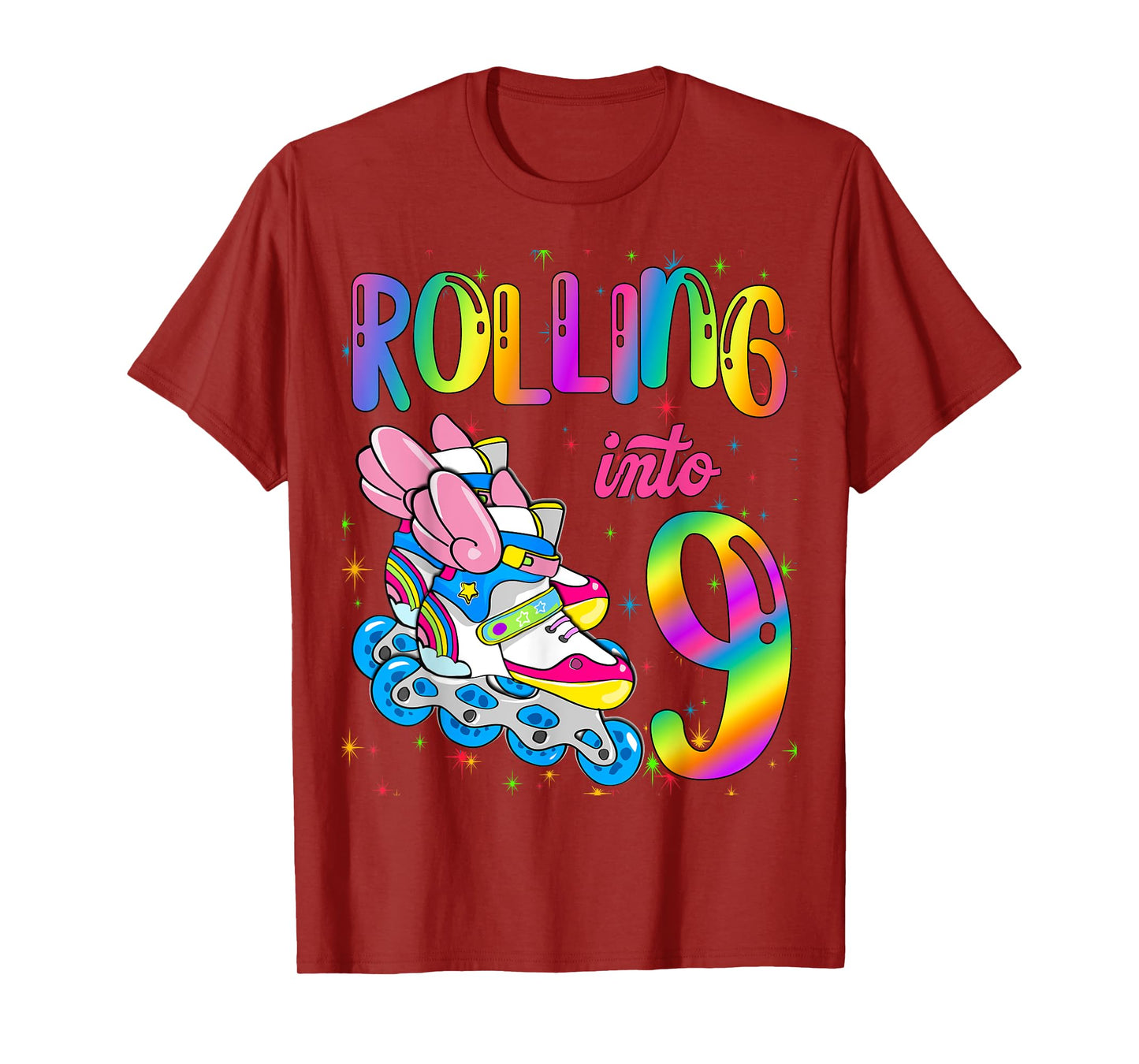 Rolling Into 9 years Let's Roll I'm Turning 9 Roller Skate T-Shirt