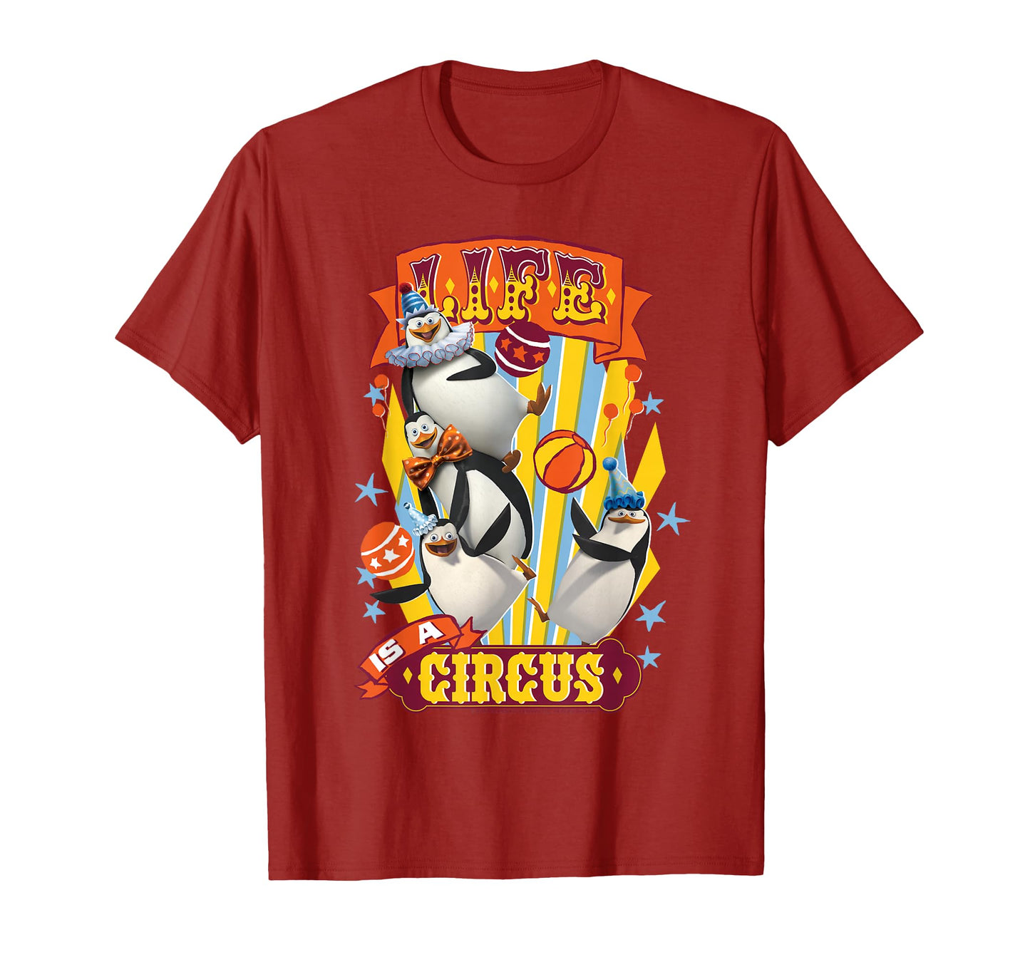Madagascar Penguin's Life Is a Circus Tex Poster T-Shirt