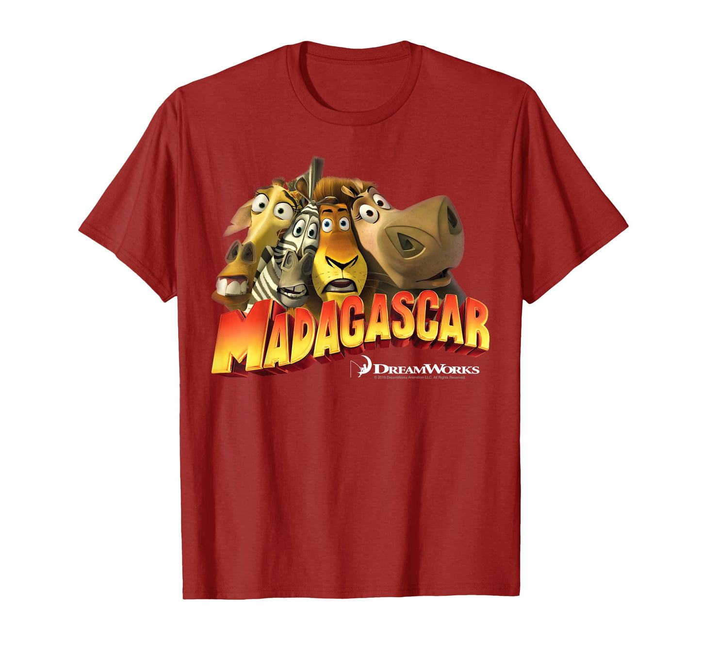 Madagascar Squished Group Shot Classic Movie Logo T-Shirt