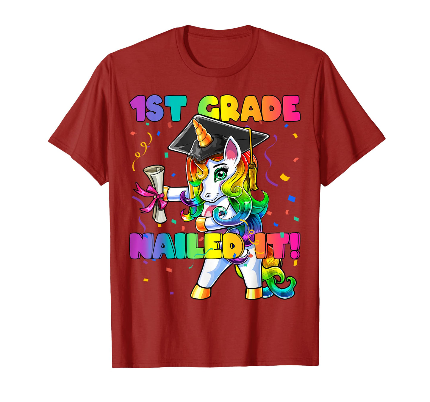 Flossing Unicorn 1st Grade Graduation Cap Diploma Gift Girls T-Shirt