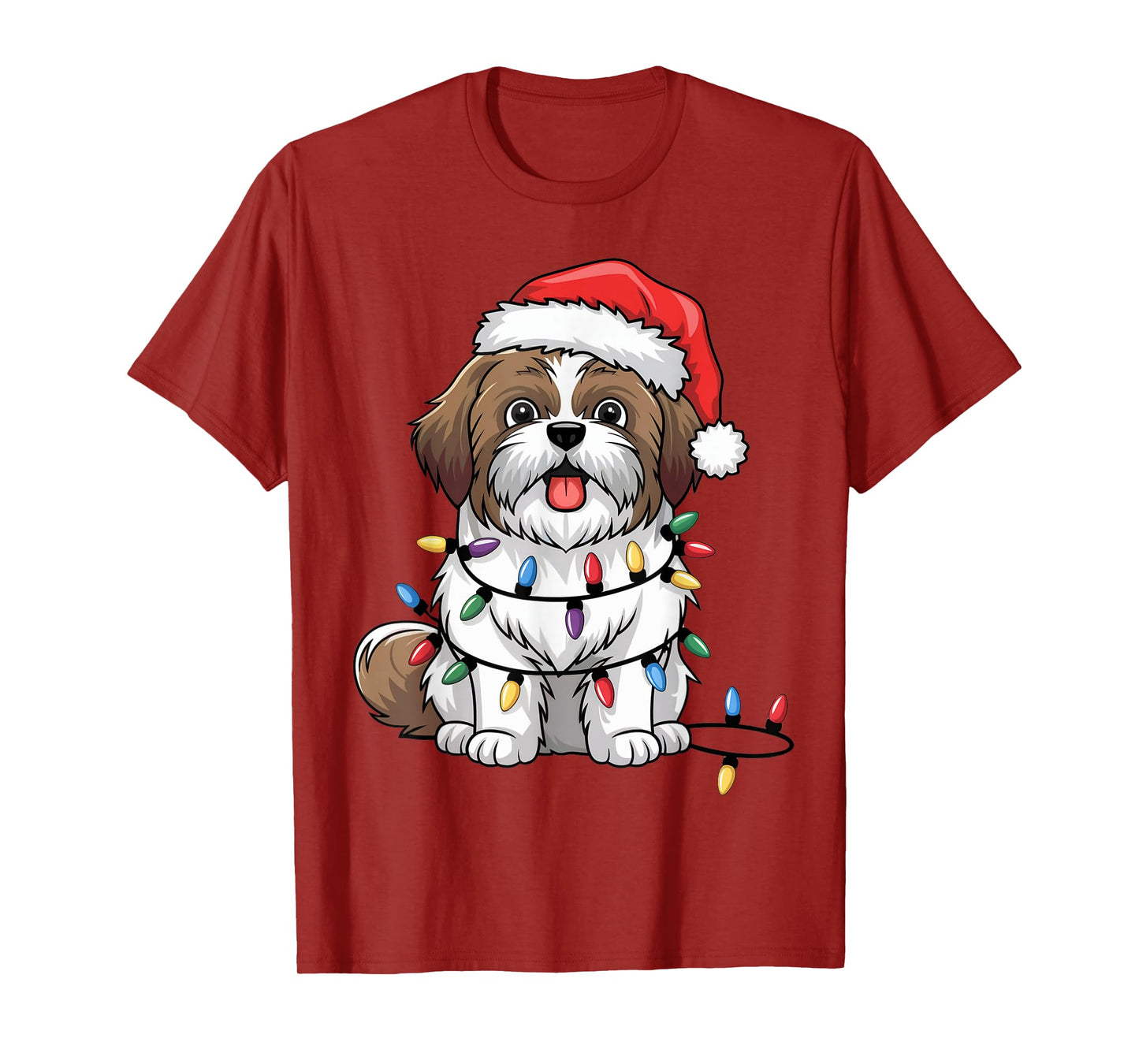 Shih Tzu Christmas Lights Xmas Dogs Gifts for Men Women T-Shirt