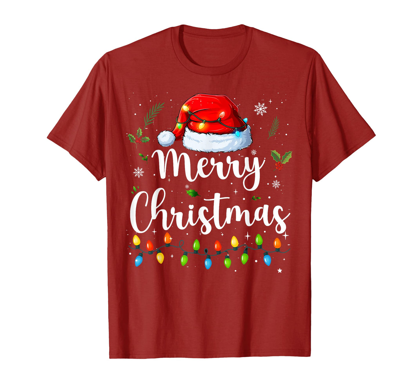 Merry Christmas Red Santa Hat Reindeer Xmas Matching Family T-Shirt