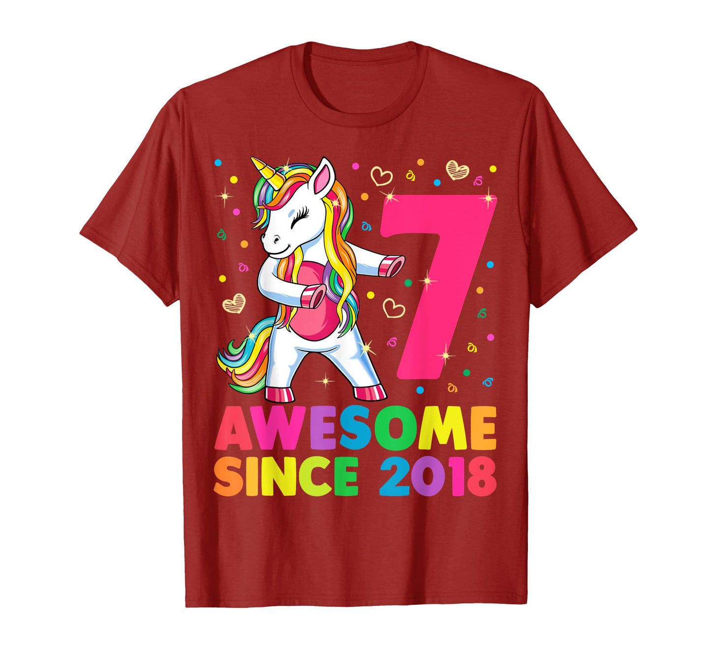 7 Years Old Unicorn Flossing 7th Birthday Girl Unicorn Party T-Shirt