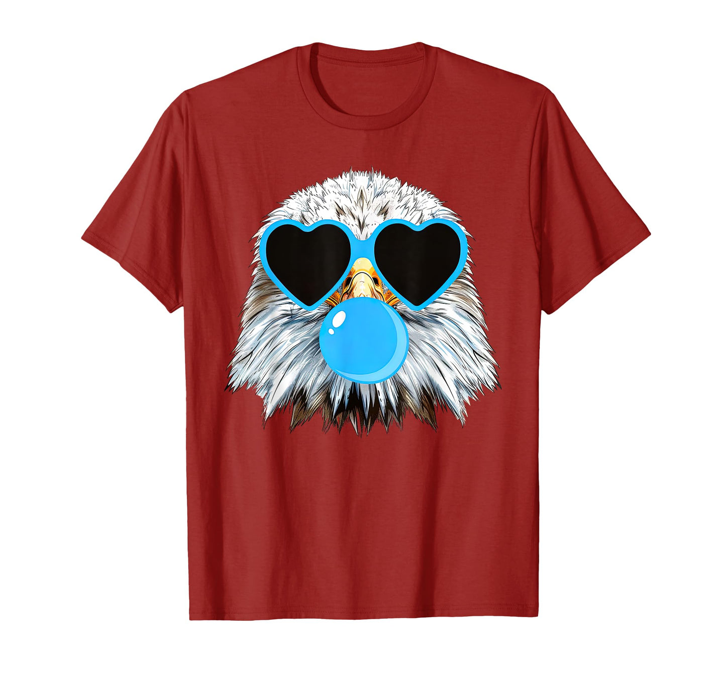 Cute Eagle Blowing Bubblegum Wearing Heart Glasses Costume T-Shirt