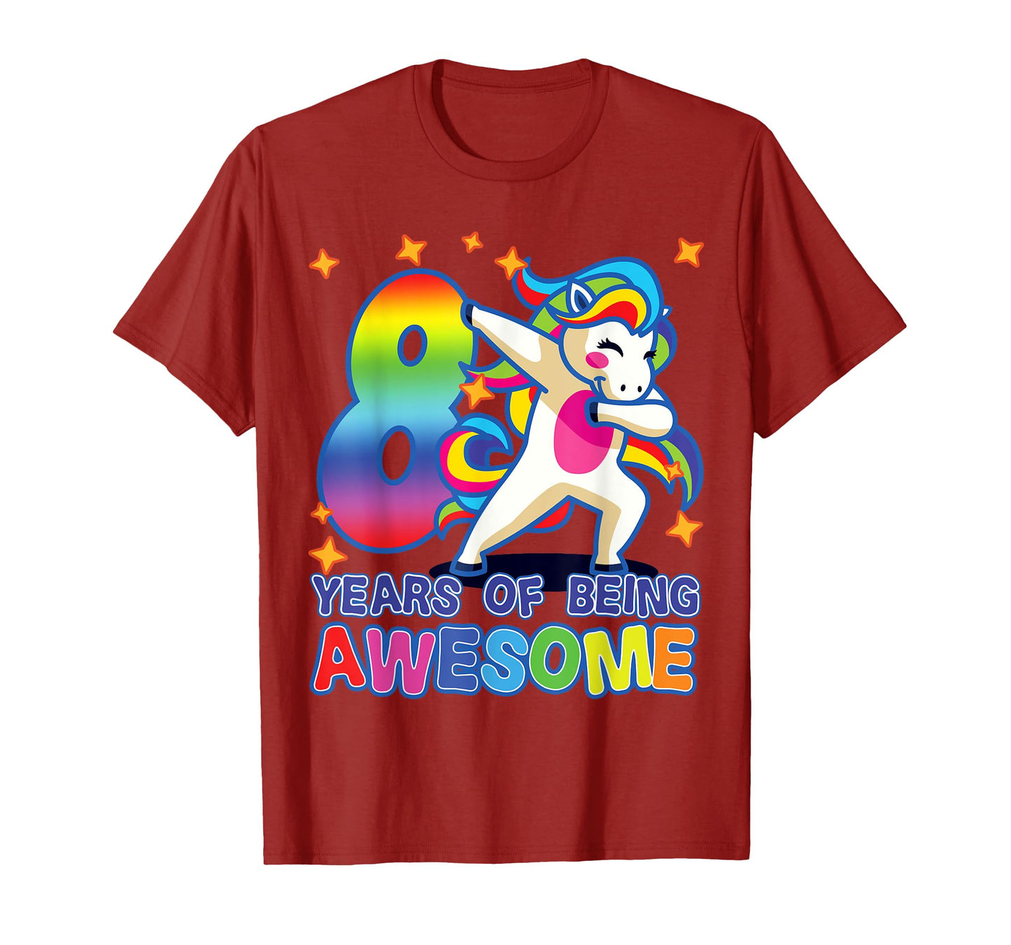 8th Birthday For Girls Unicorn 8 Years Of Being Awesome T-Shirt