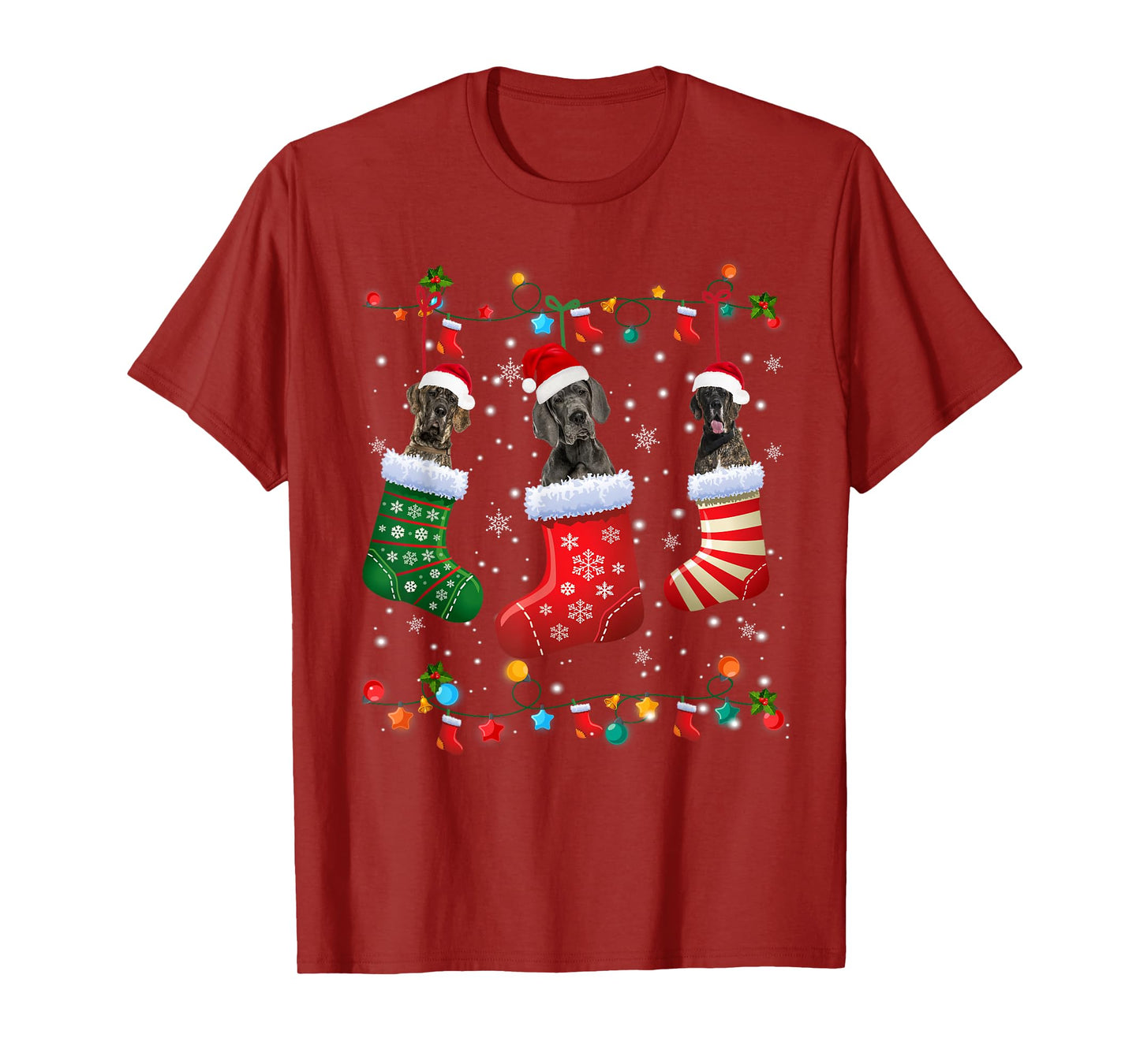 Great Dane Christmas Socks Funny Xmas Pajama Dog Lover T-Shirt