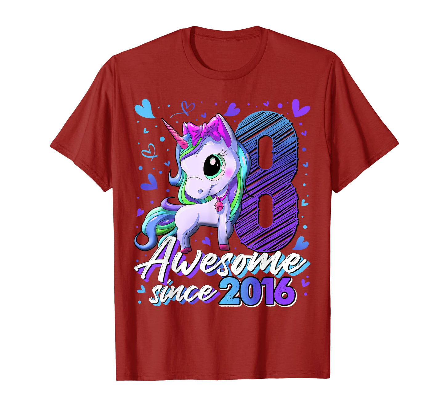 8 Years Old Flossing Unicorn Gifts 8th Birthday Girl Party T-Shirt
