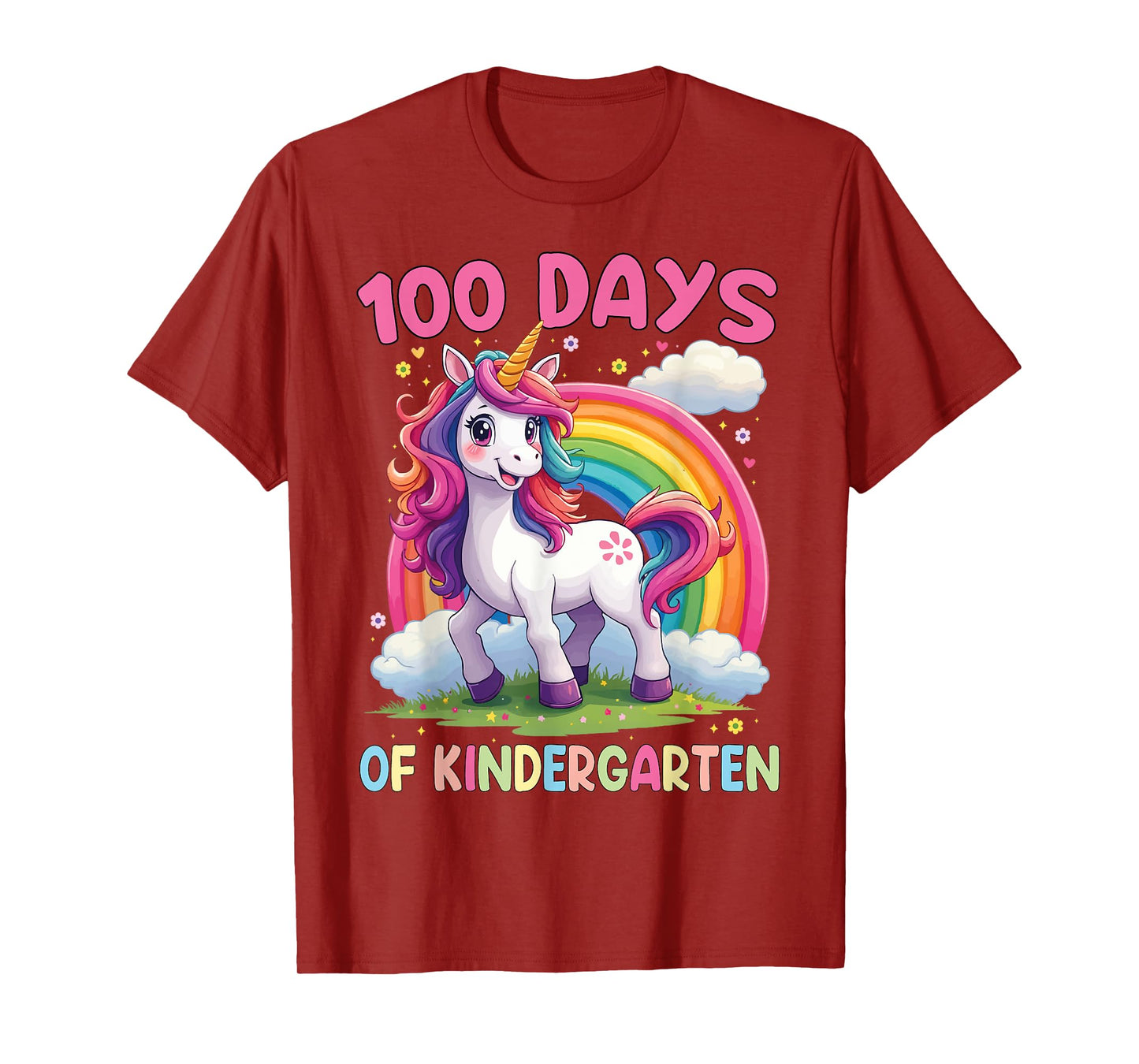 I Survived 100 Days Of Kindergarten 100th Day Unicorn Girls T-Shirt