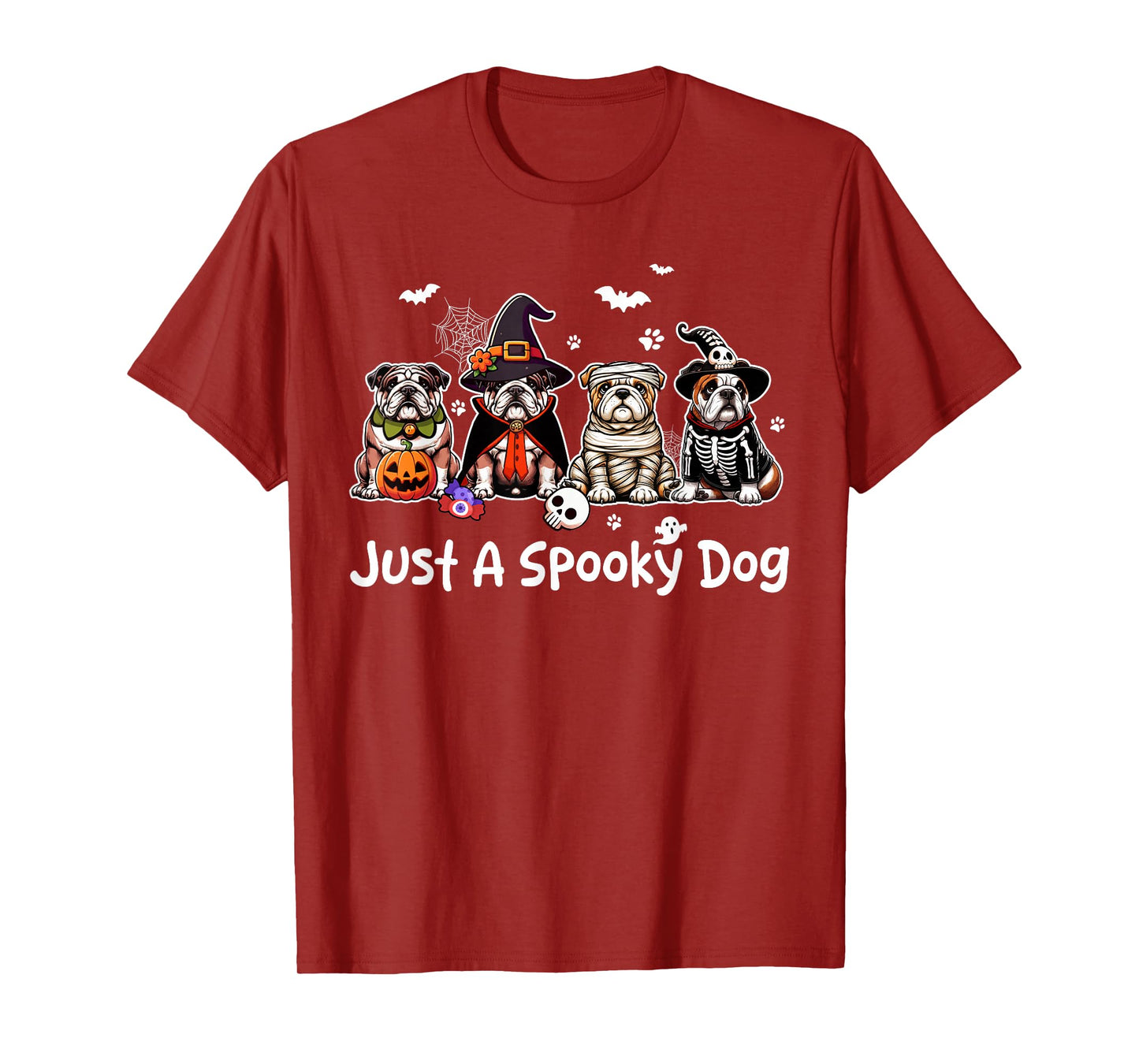 Just A Spooky Halloween Dog Group Bulldogs As Witch Mummy T-Shirt