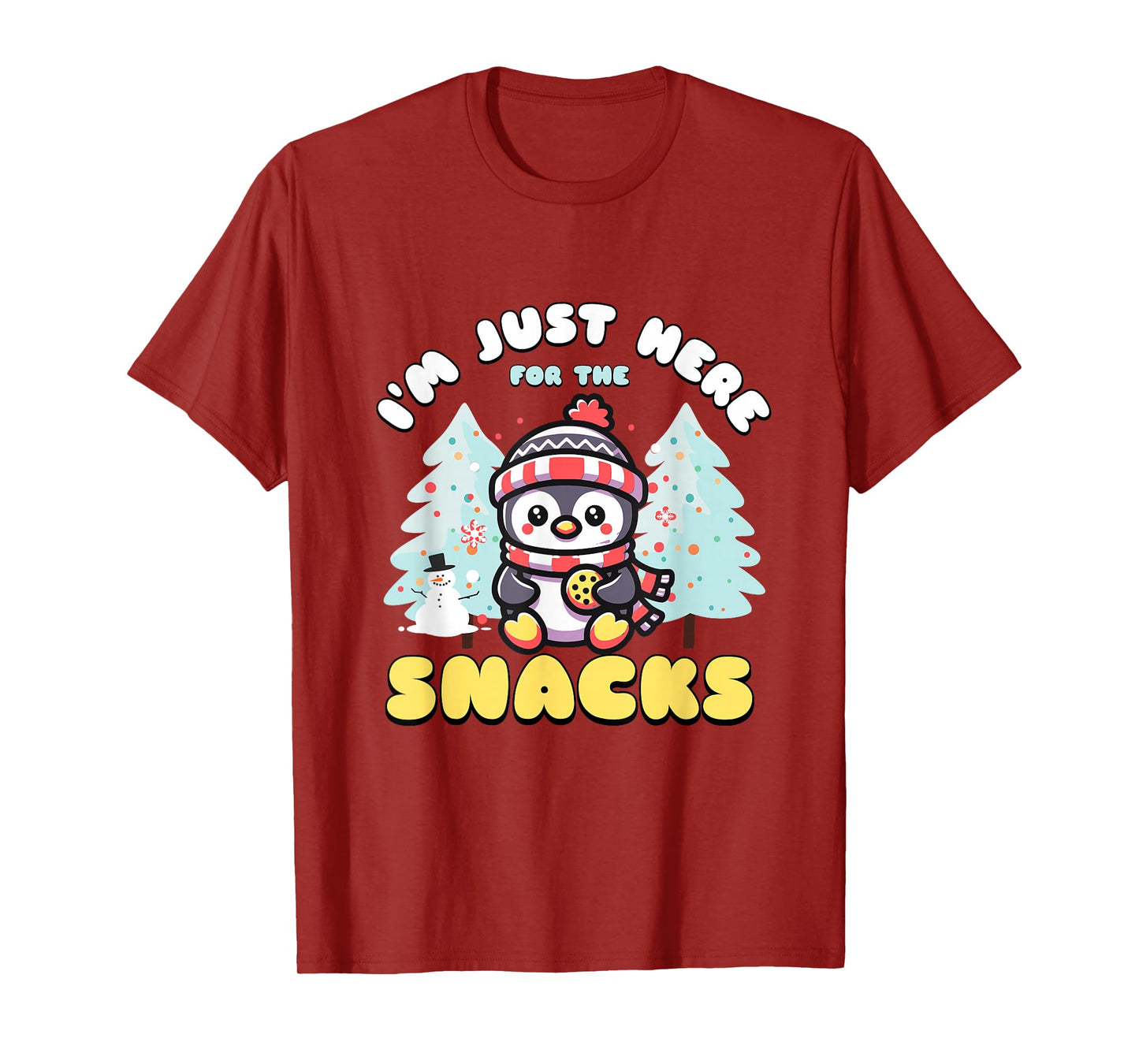 I'm Just Here For The Snacks Christmas Penguin Cookie Lover T-Shirt