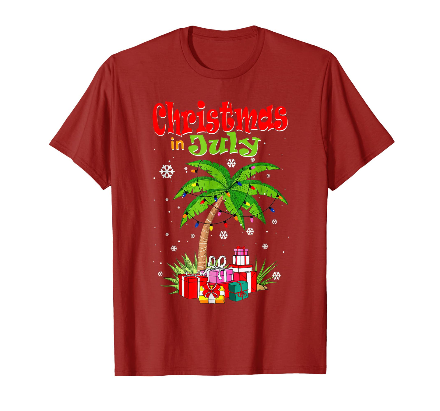 Christmas in July Palm Tree Xmas Tree Beach Summer Vacation T-Shirt