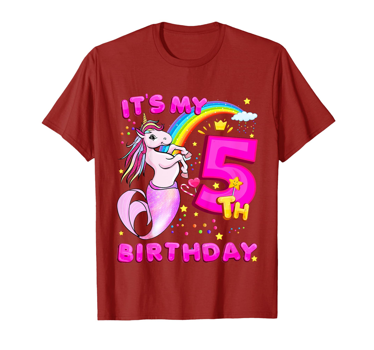 5th Birthday Unicorn Mermicorn Mermaid Gifts For Girls T-Shirt