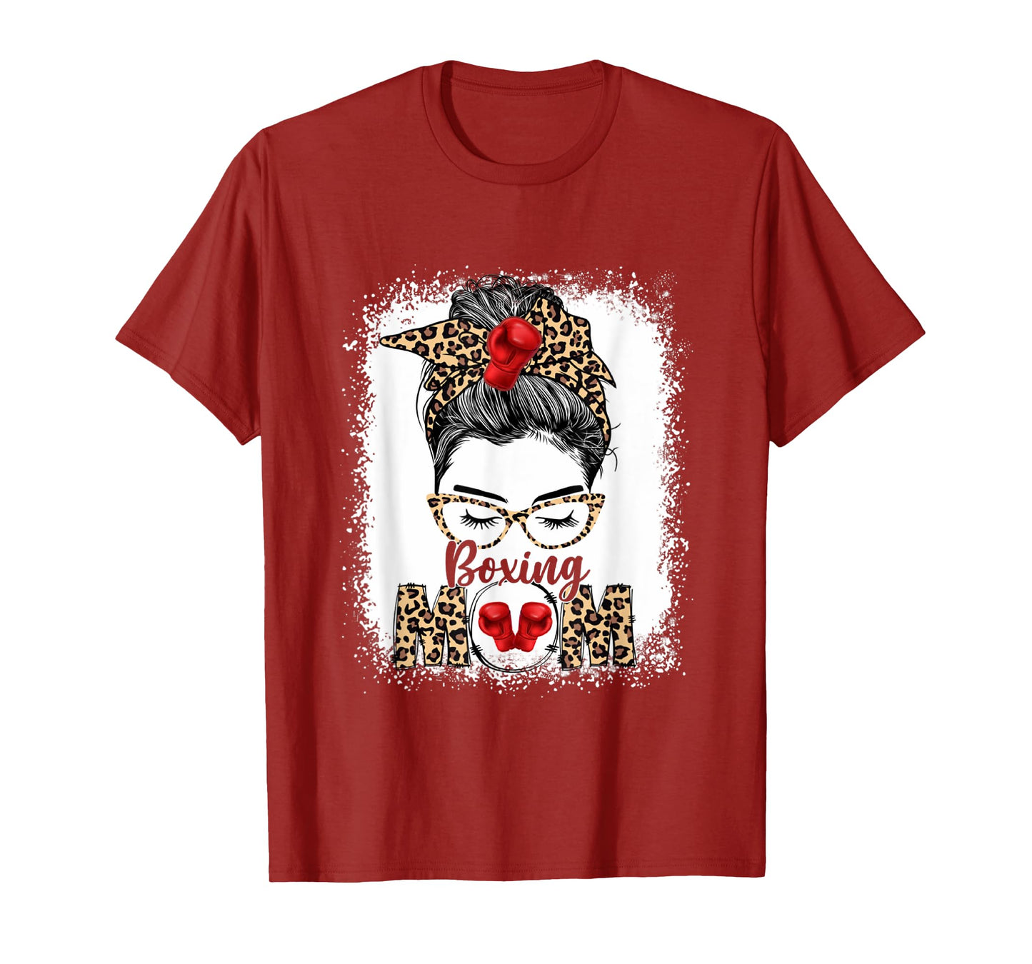Funny Boxing Gloves Messy Bun Boxing Mom T-Shirt