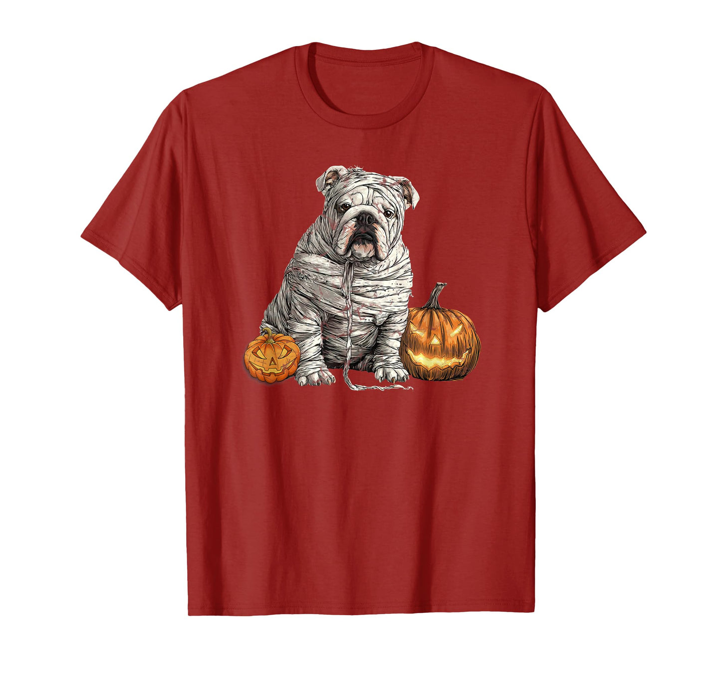 English Bulldog Dog Mummy Happy Halloween Men Women T-Shirt