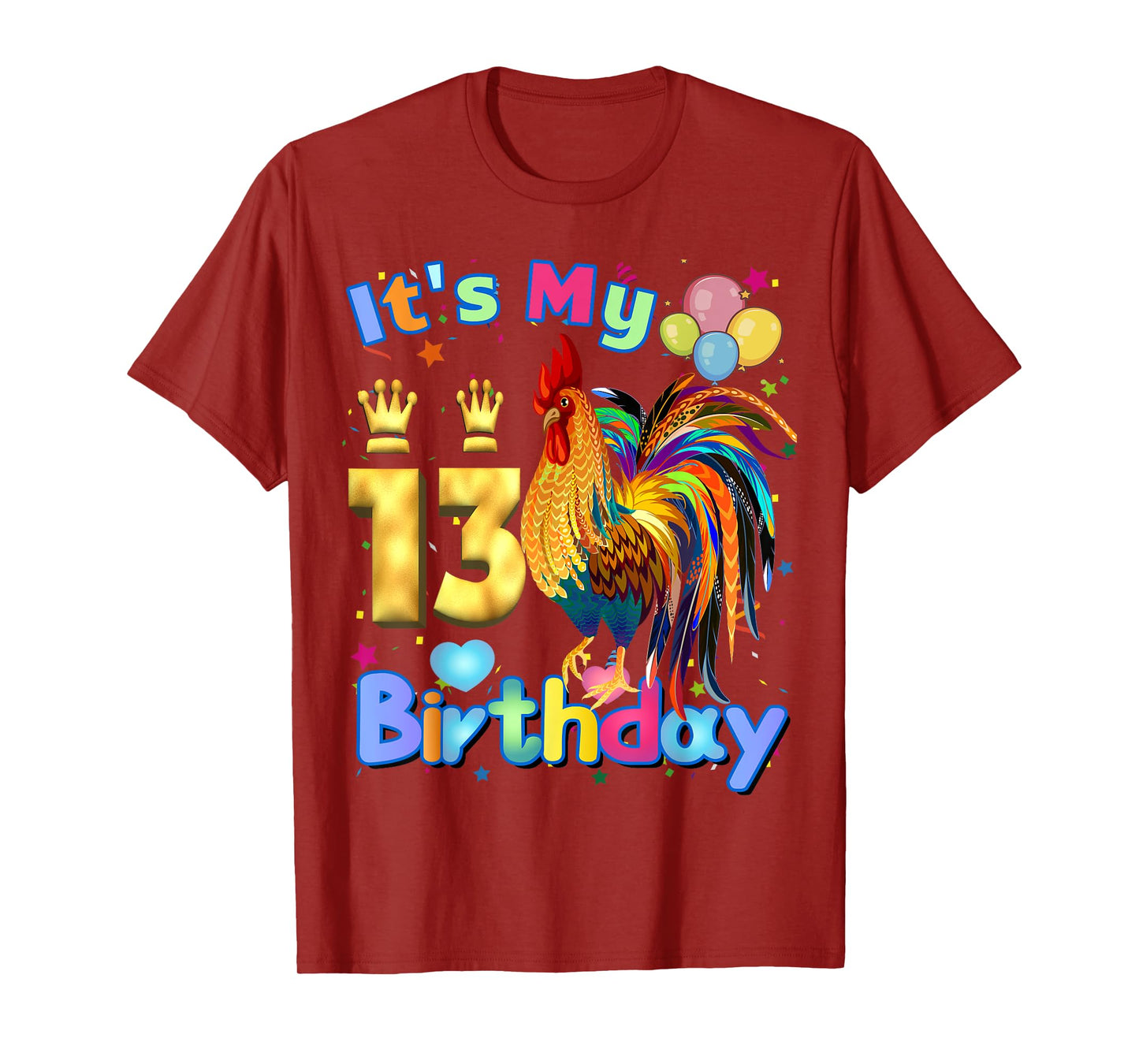 Chicken Its My 13th Birthday Chicken Birthday Party Balloon T-Shirt